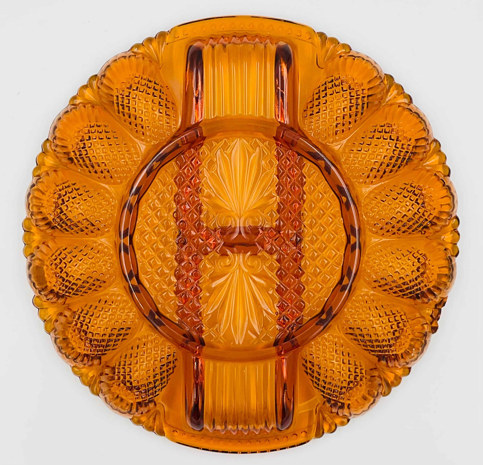 Indiana Glass Amber Deviled Egg Plate