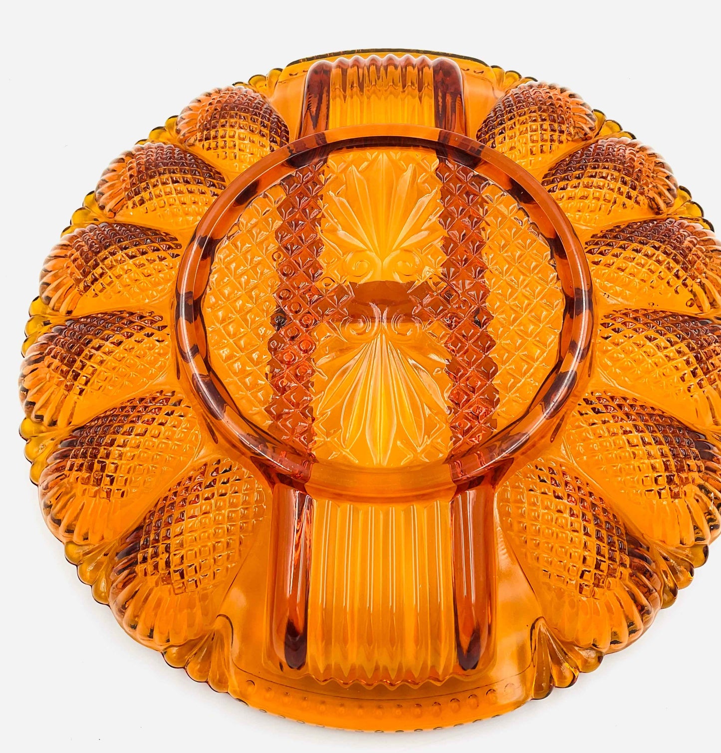 Indiana Glass Amber Deviled Egg Plate