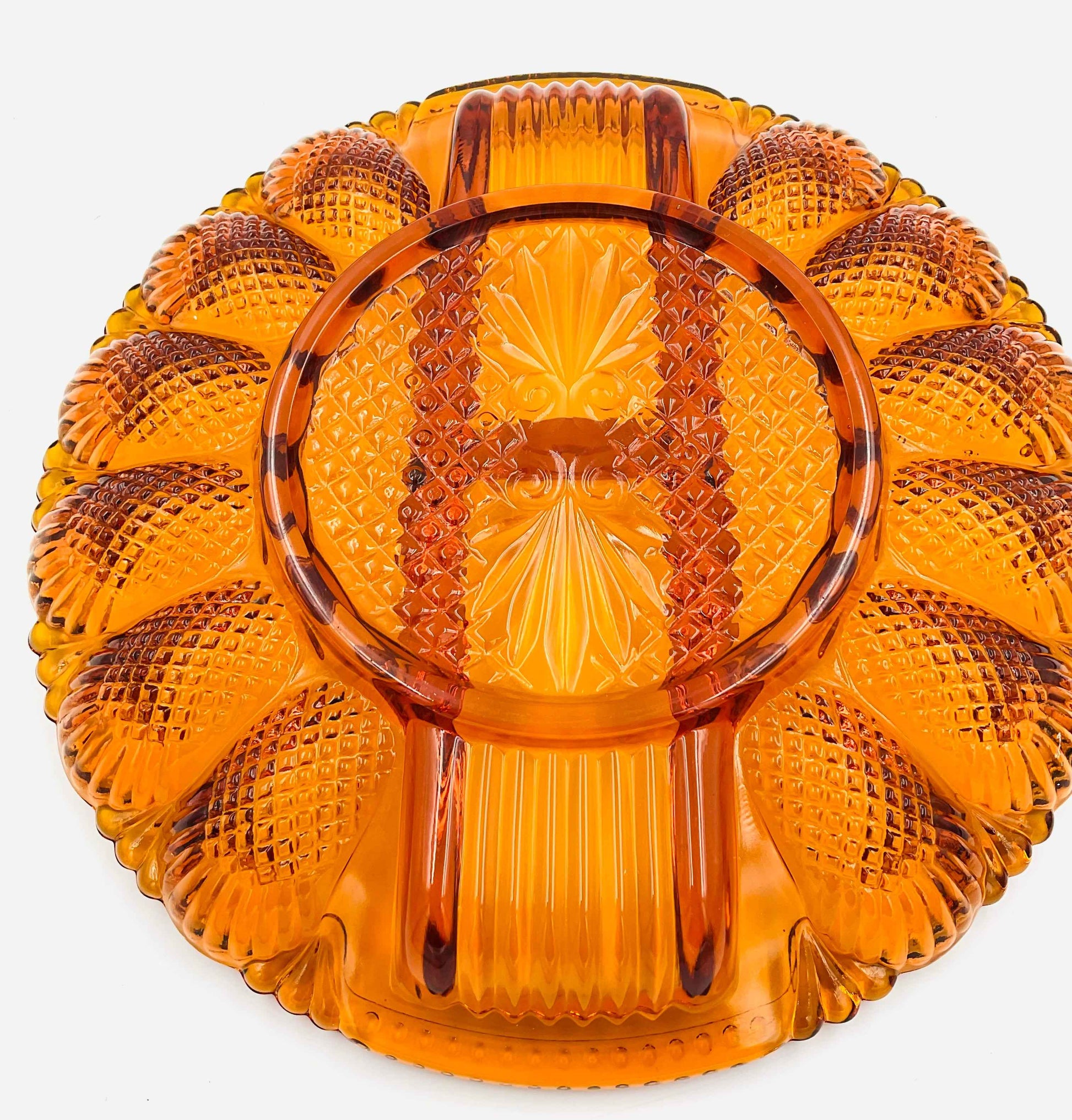 Indiana Glass Amber Deviled Egg Plate
