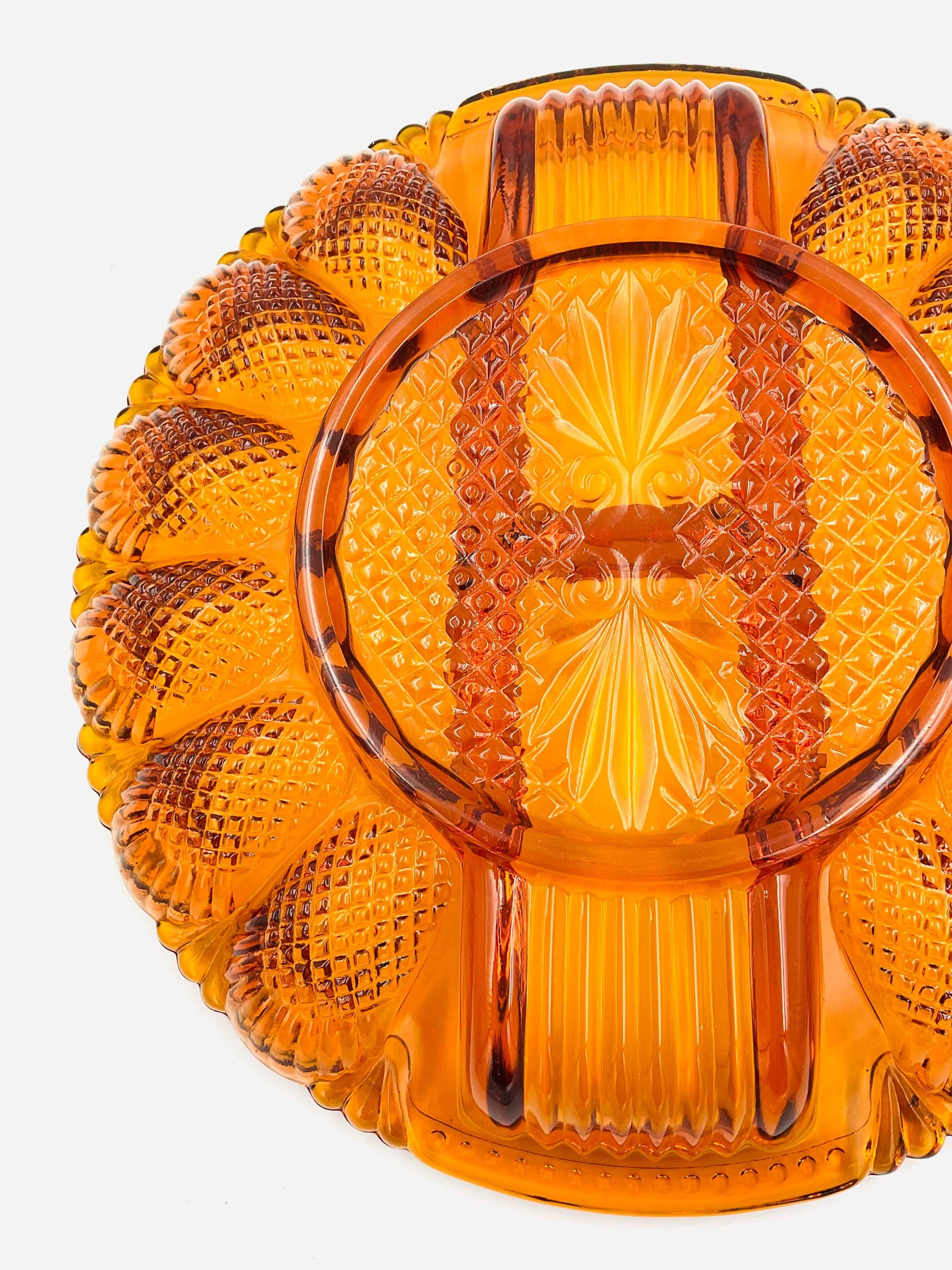 Indiana Glass Amber Deviled Egg Plate