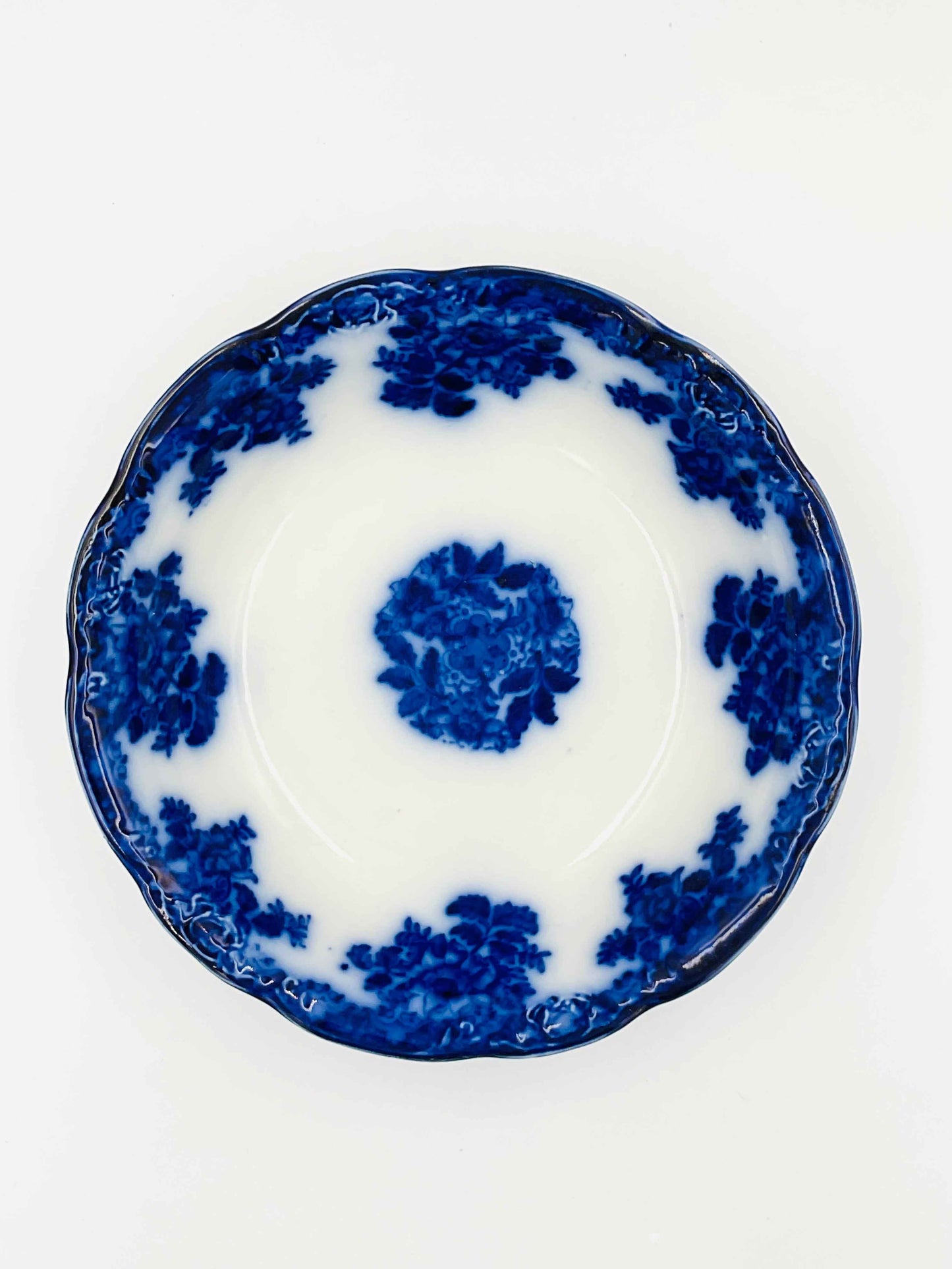 Antique New Wharf Pottery "Waldorf" Flow Blue Serving Bowl