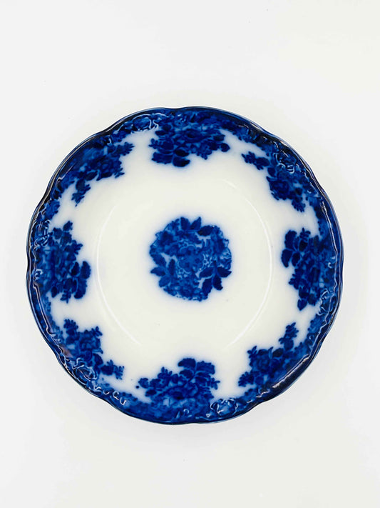 Antique New Wharf Pottery "Waldorf" Flow Blue Serving Bowl