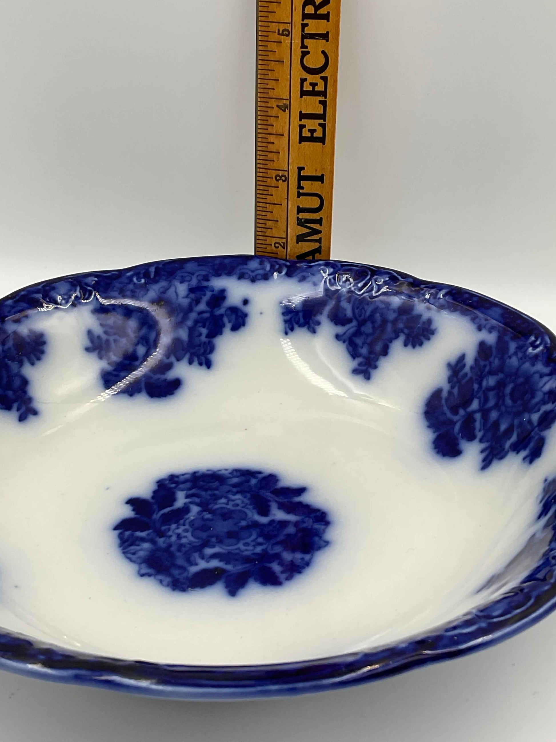 Antique New Wharf Pottery "Waldorf" Flow Blue Serving Bowl