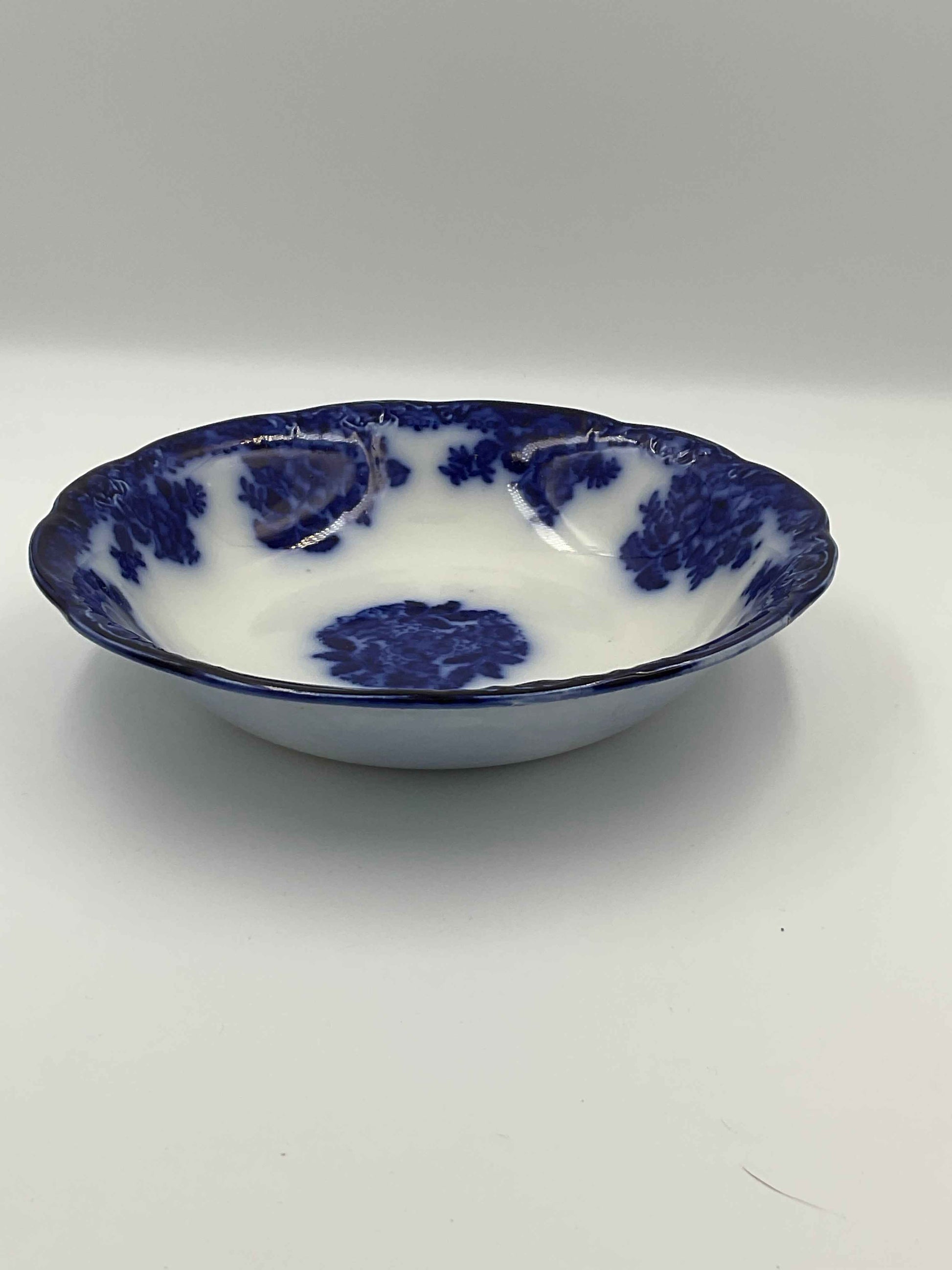 Antique New Wharf Pottery "Waldorf" Flow Blue Serving Bowl