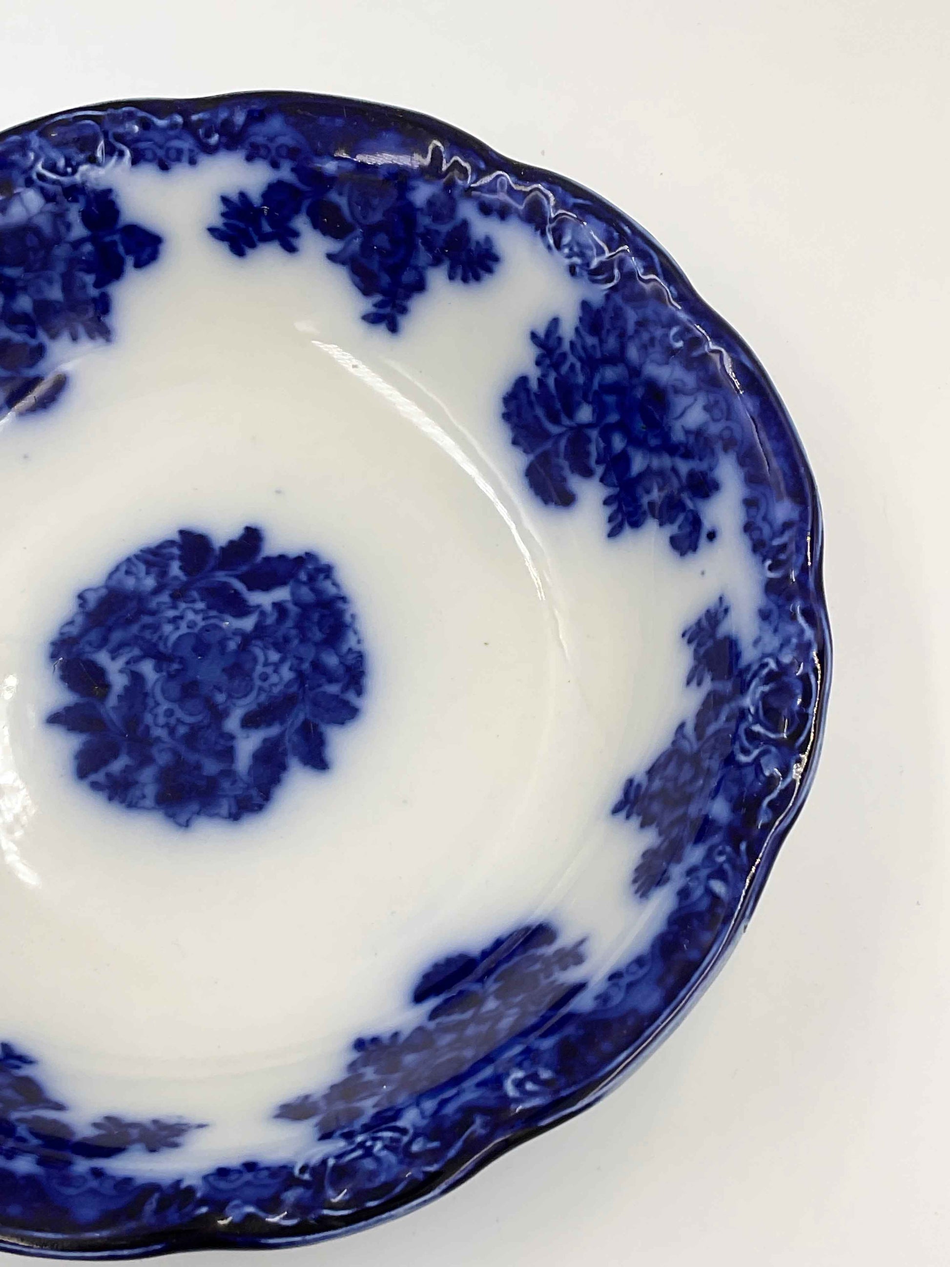 Antique New Wharf Pottery "Waldorf" Flow Blue Serving Bowl