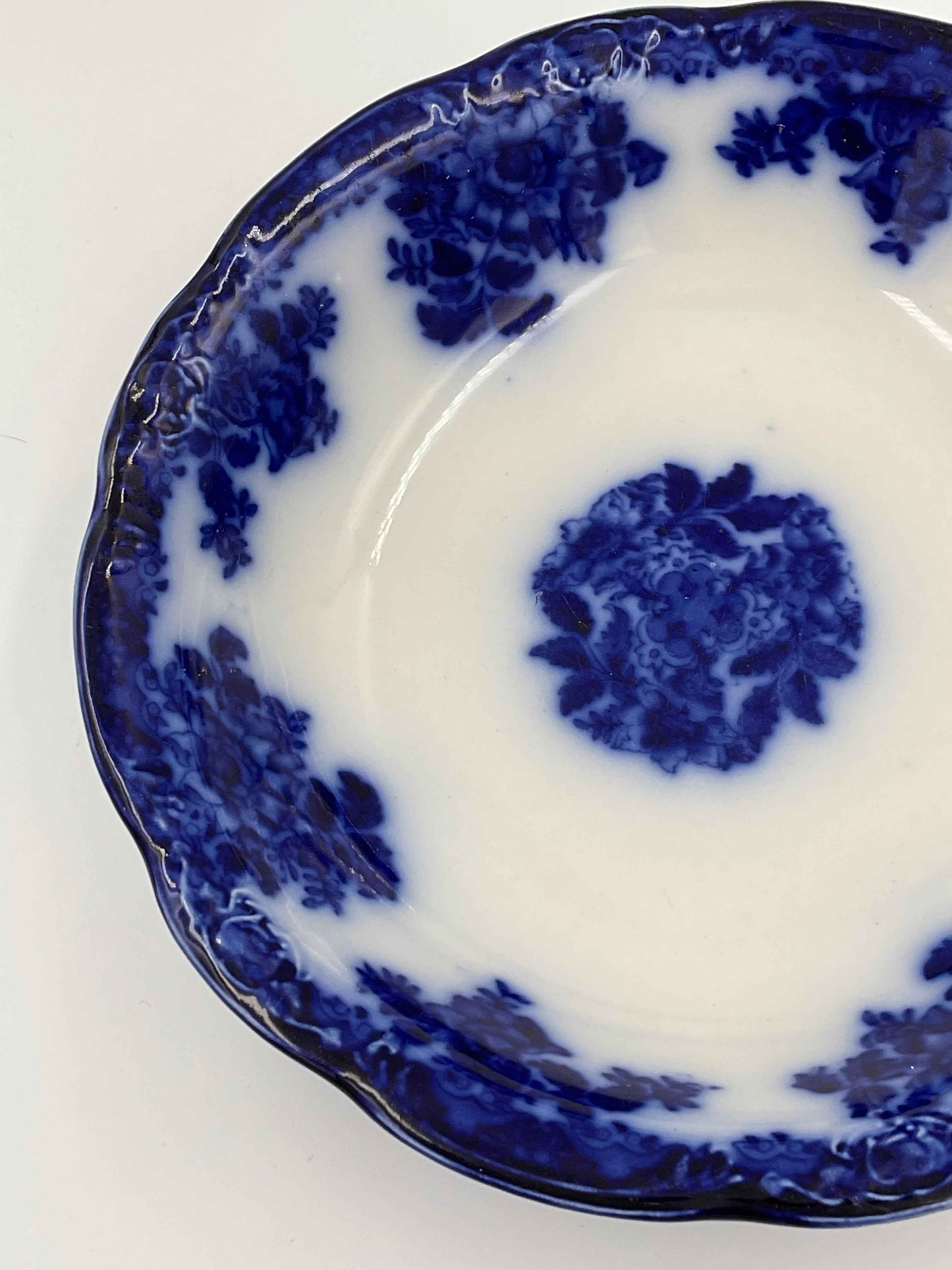Antique New Wharf Pottery "Waldorf" Flow Blue Serving Bowl