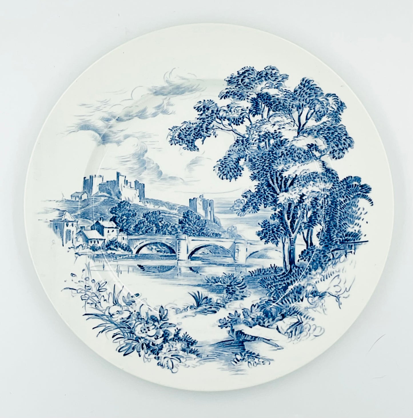 Vintage Wedgwood Countryside Blue Transferware Dinner Plate