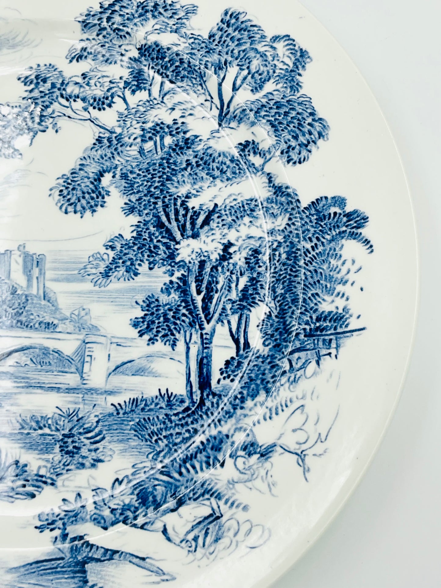 Vintage Wedgwood Countryside Blue Transferware Dinner Plate
