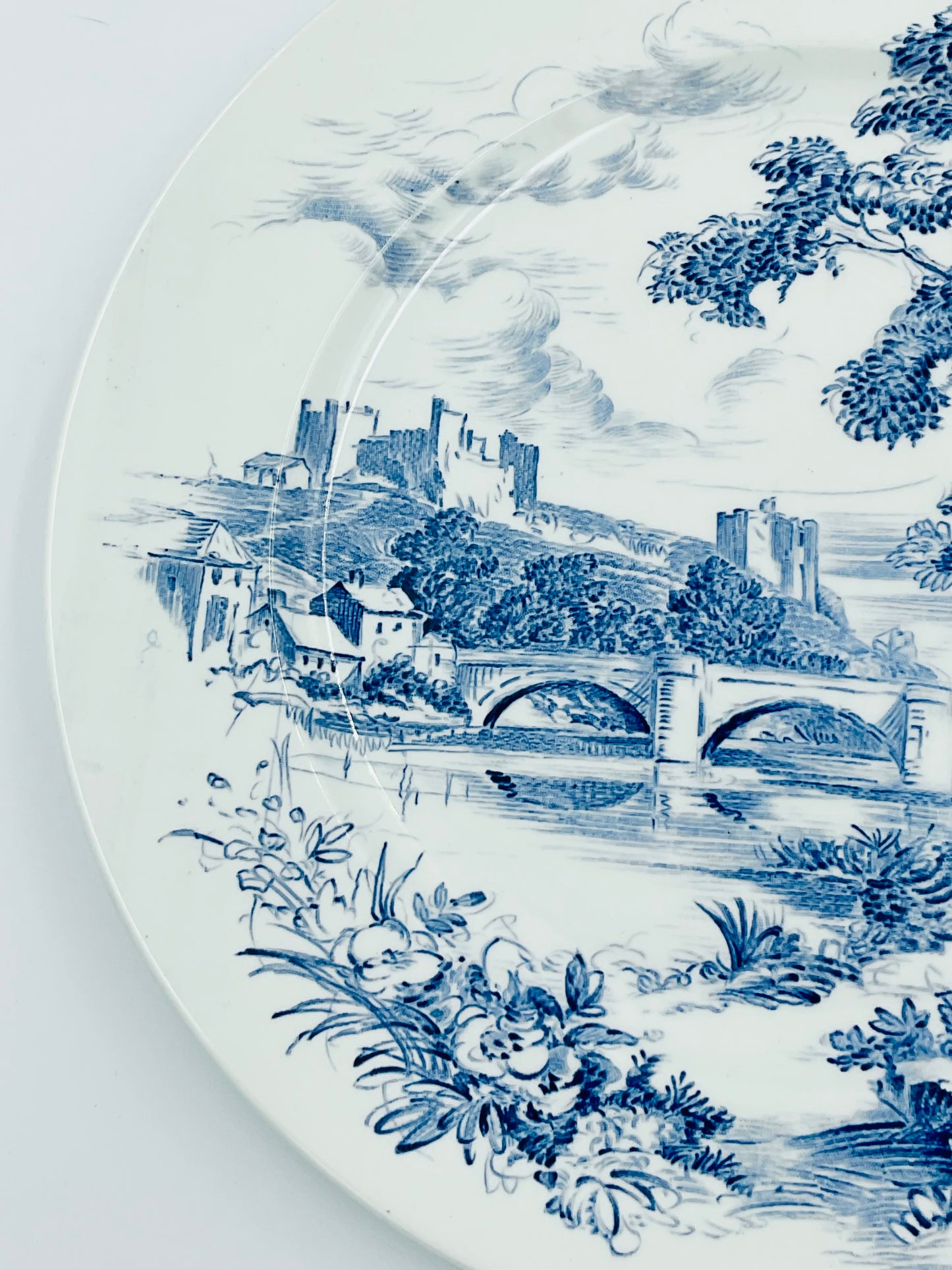 Vintage Wedgwood Countryside Blue Transferware Dinner Plate