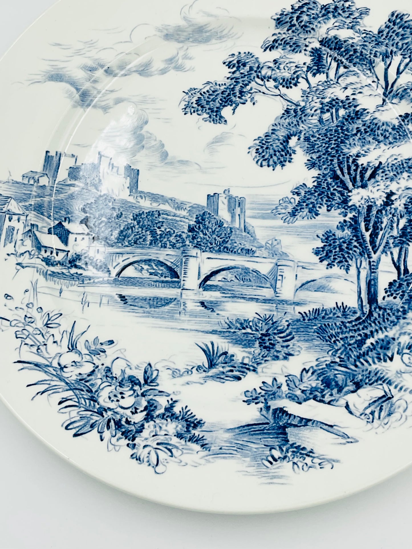 Vintage Wedgwood Countryside Blue Transferware Dinner Plate