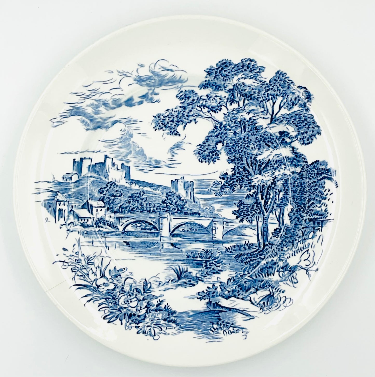 Vintage Wedgwood Countryside Blue Transferware Plate - Display Only
