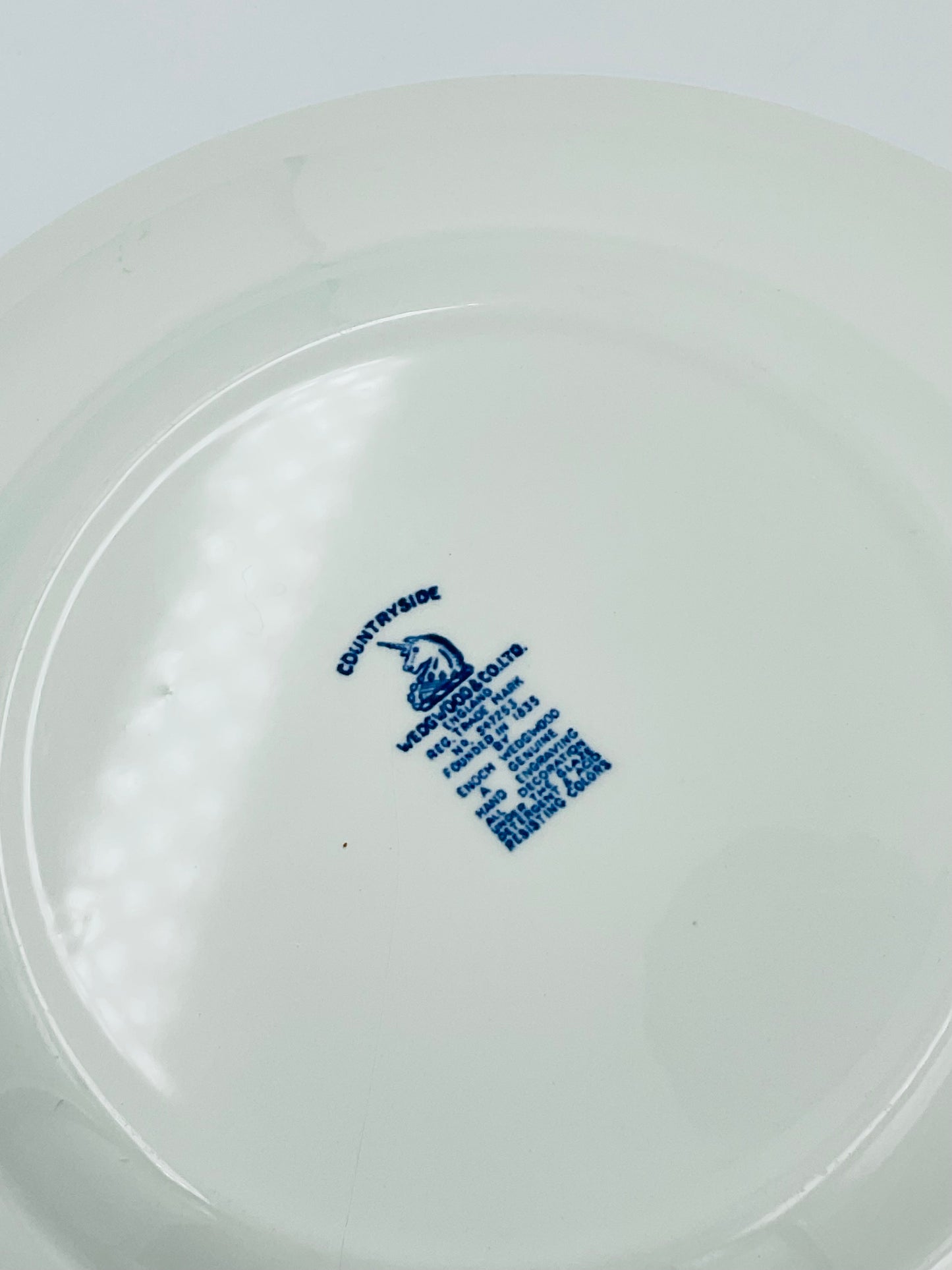Vintage Wedgwood Countryside Blue Transferware Plate - Display Only