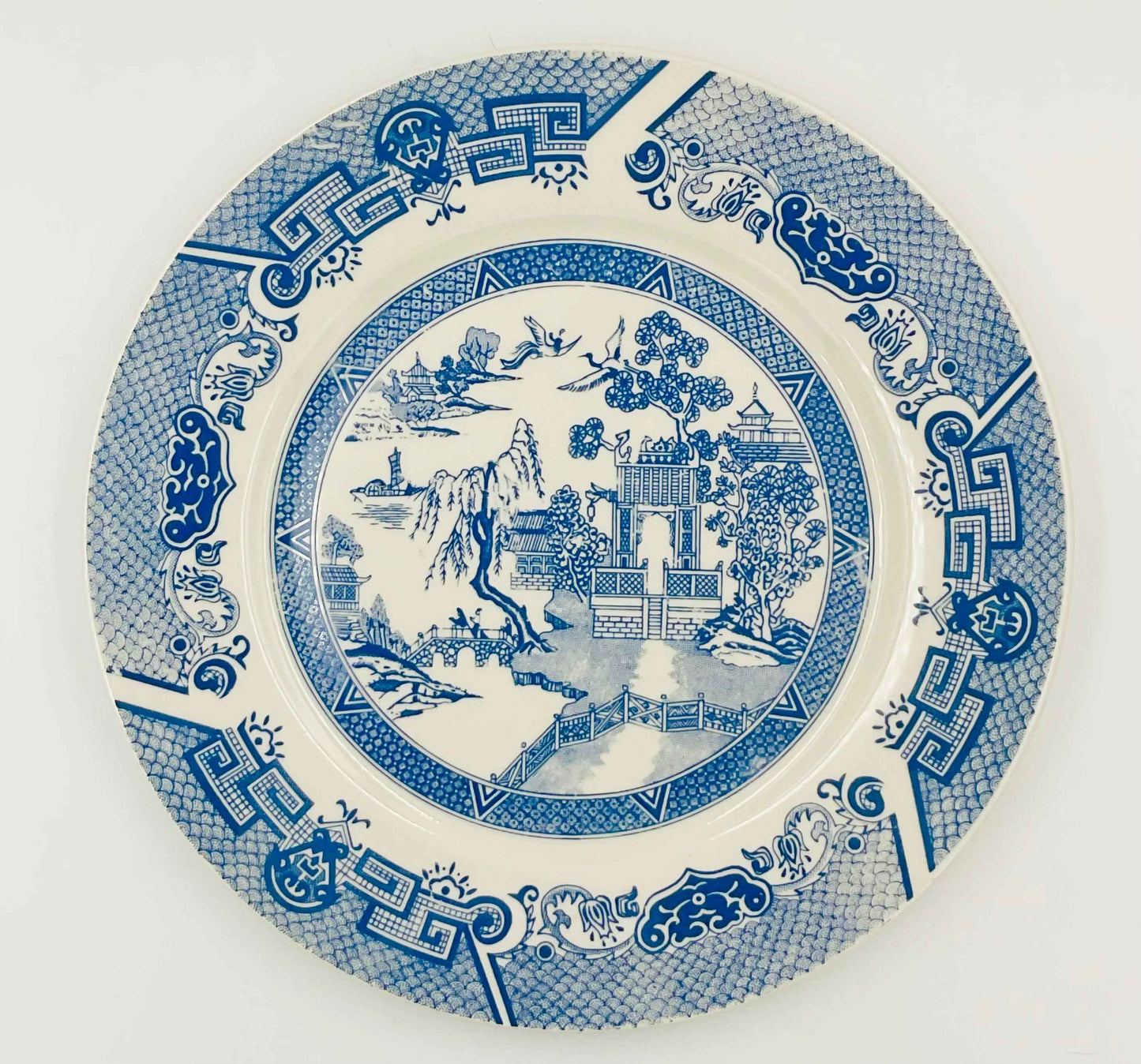 Vintage Blue Willow Transferware Ironstone Plate