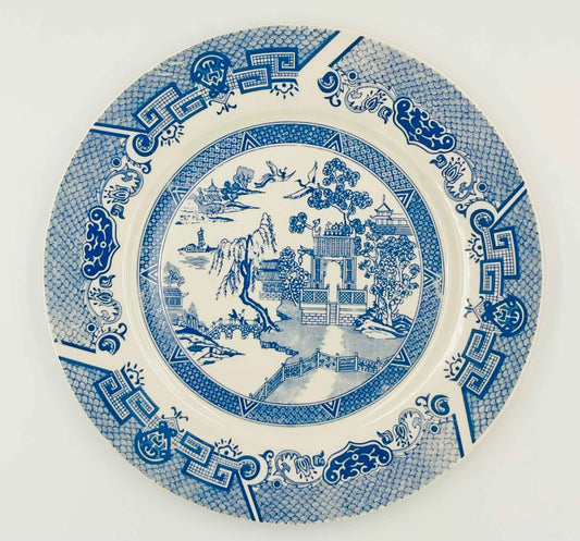 Vintage Blue Willow Transferware Ironstone Plate