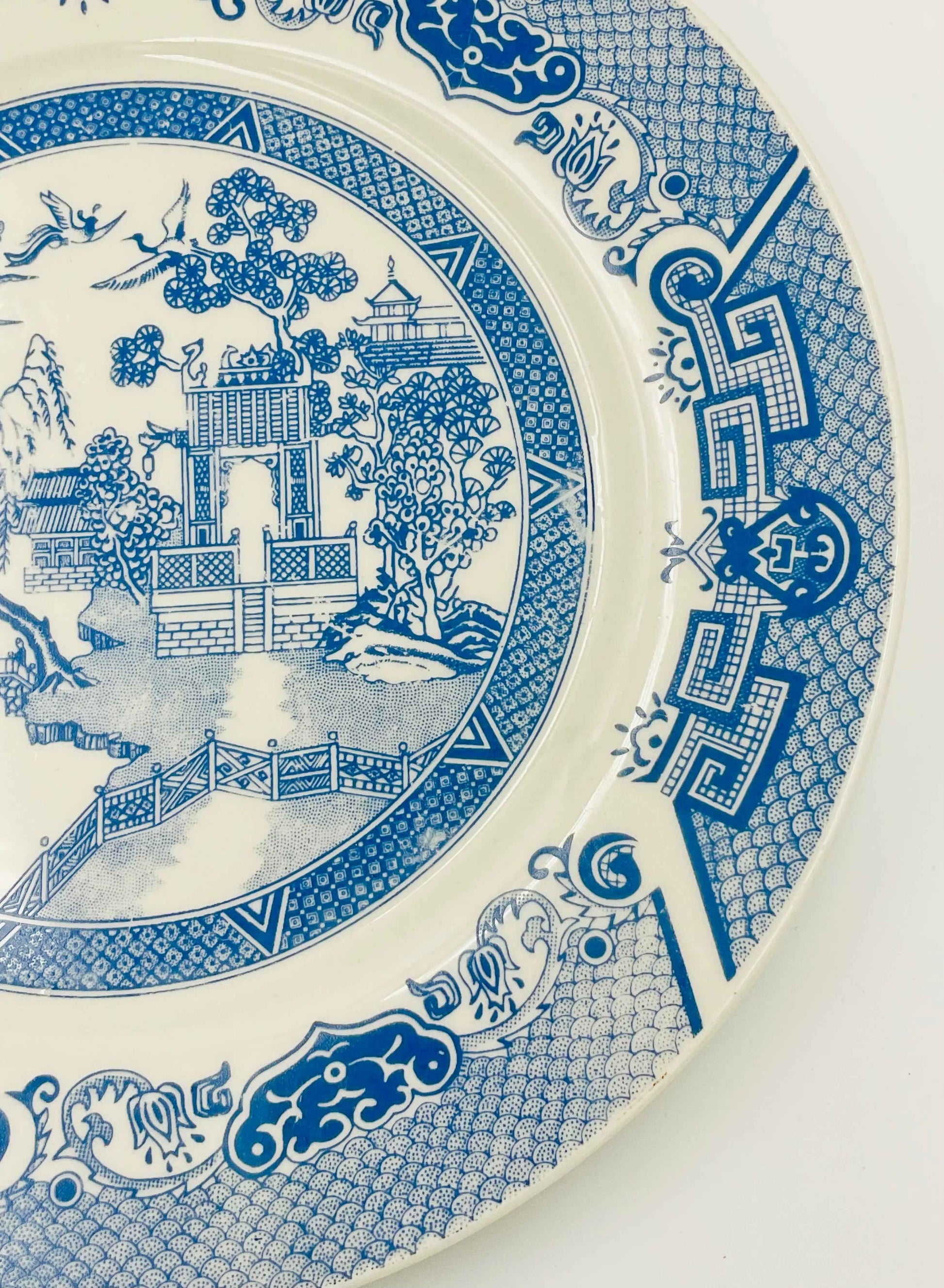 Vintage Blue Willow Transferware Ironstone Plate