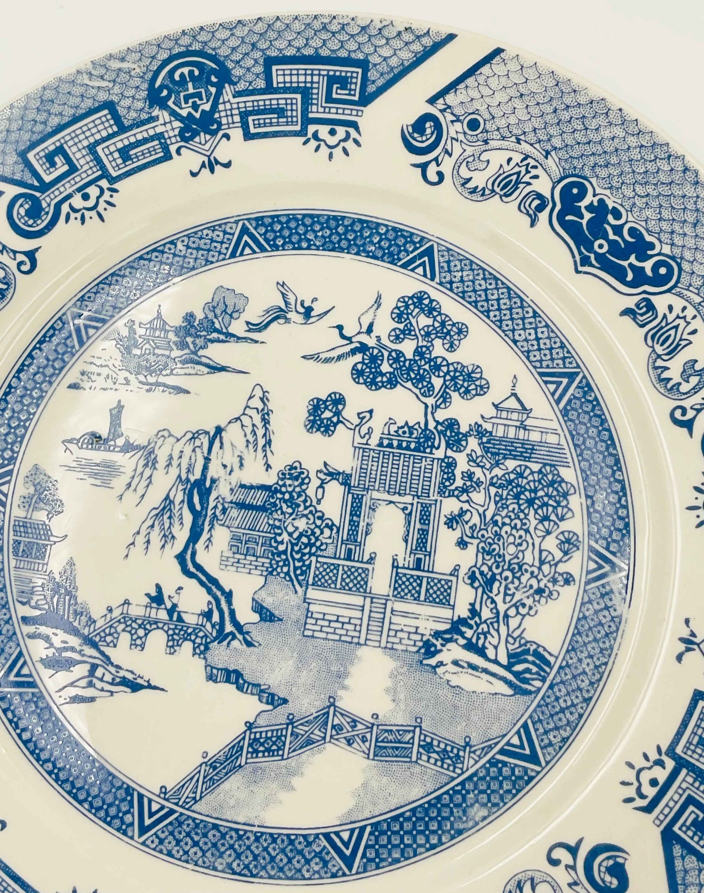 Vintage Blue Willow Transferware Ironstone Plate