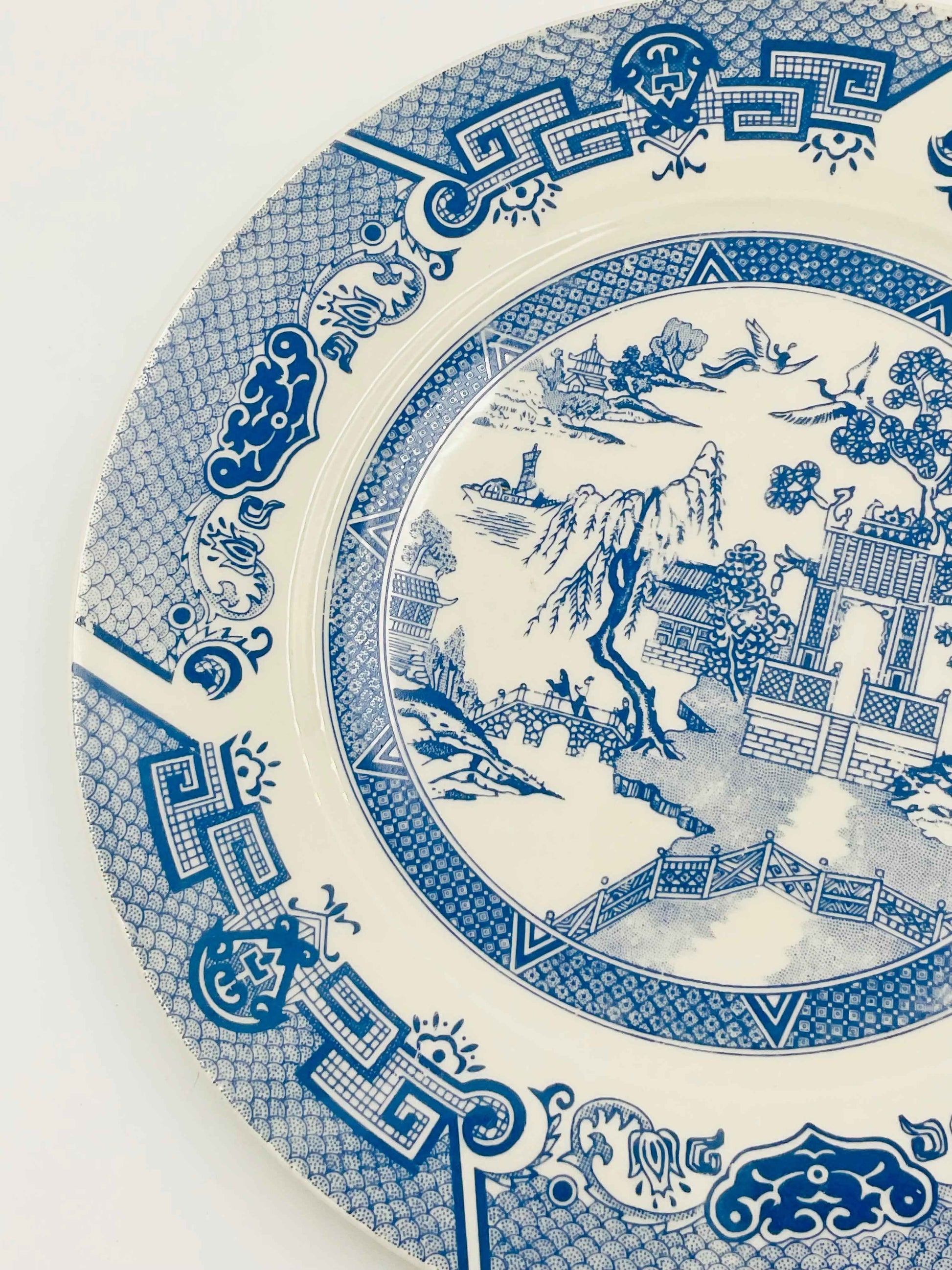 Vintage Blue Willow Transferware Ironstone Plate