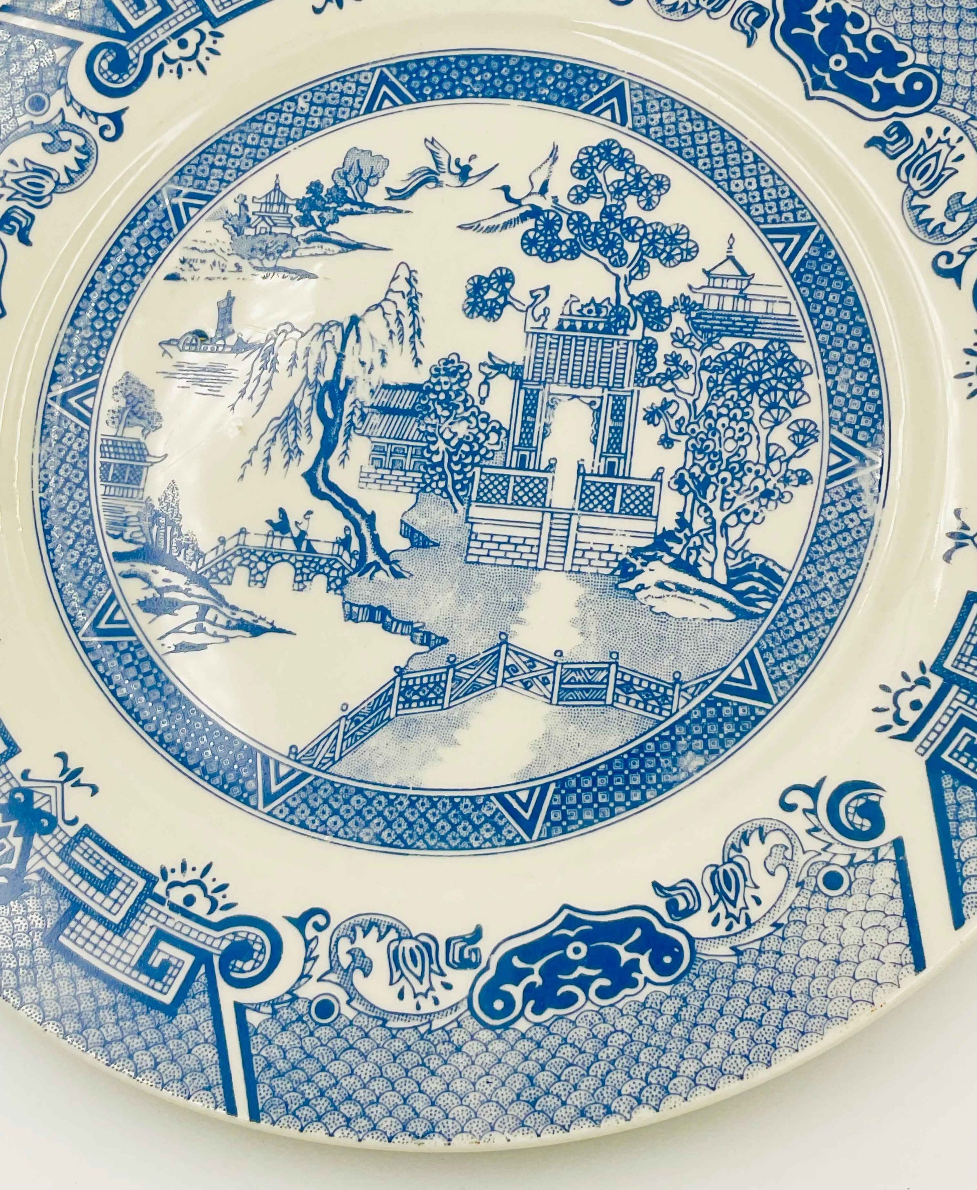 Vintage Blue Willow Transferware Ironstone Plate