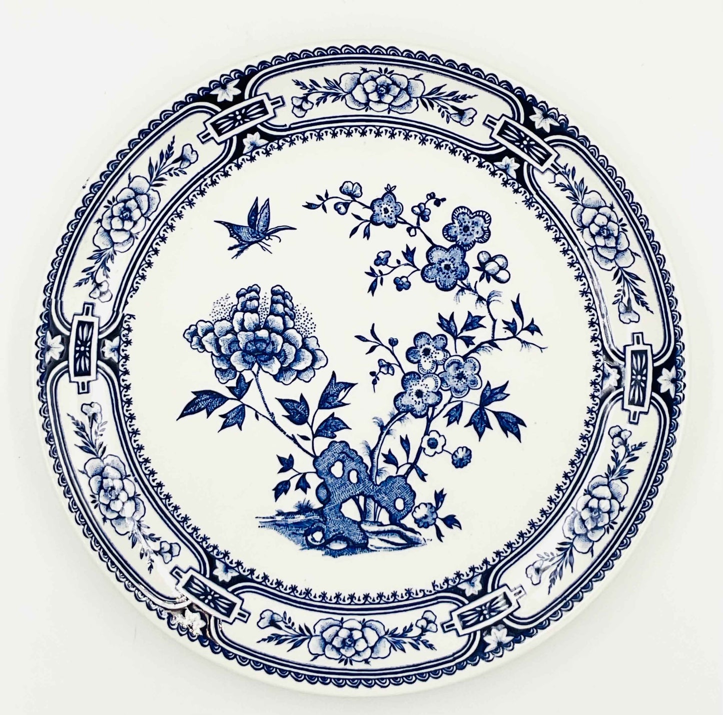 Vintage O'Farril China Blue White Ironstone Transferware Plate