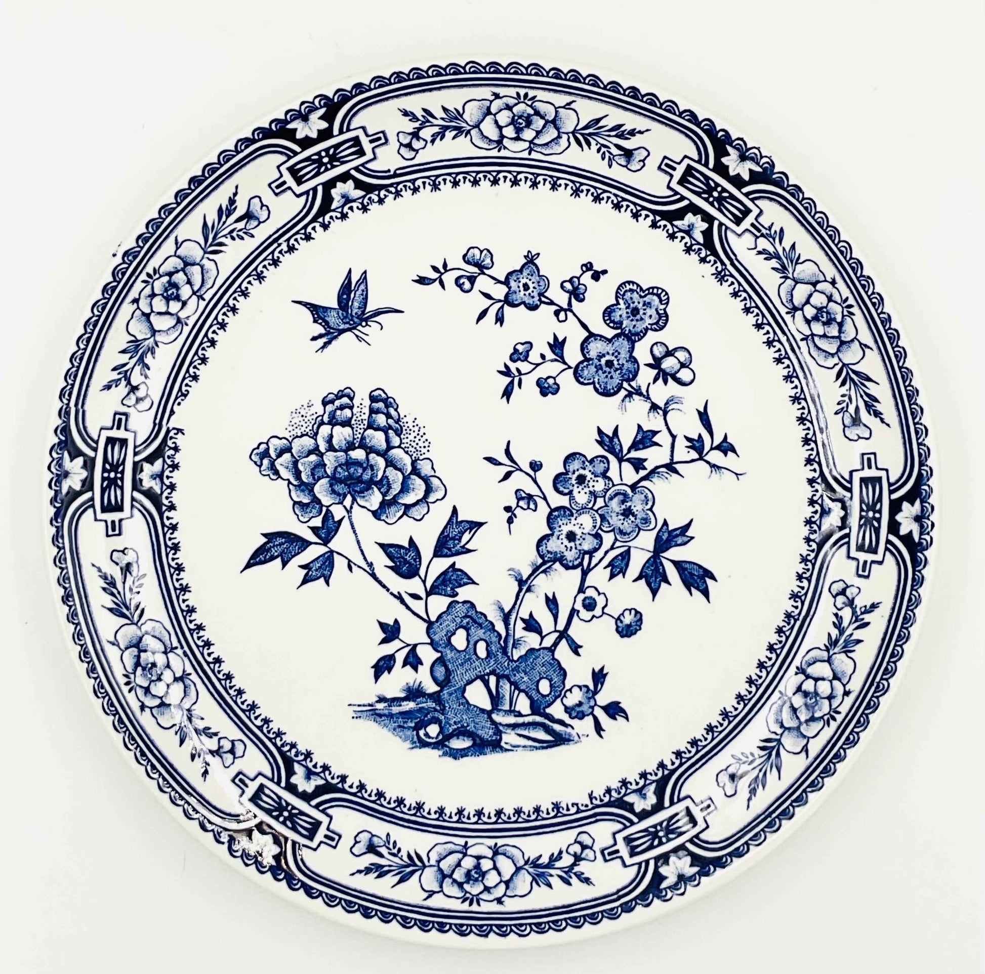 Vintage O'Farril China Blue White Ironstone Transferware Plate