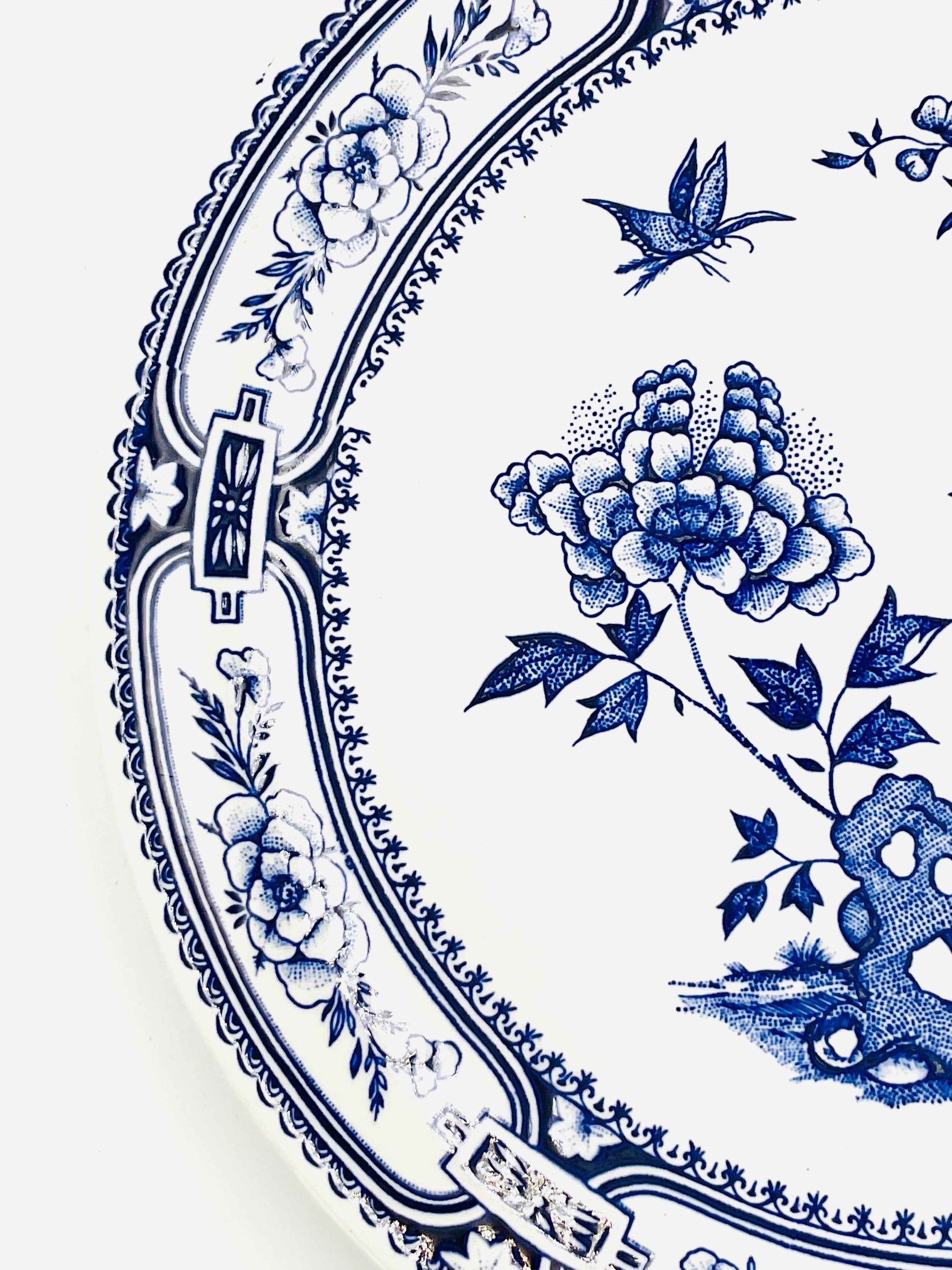 Vintage O'Farril China Blue White Ironstone Transferware Plate