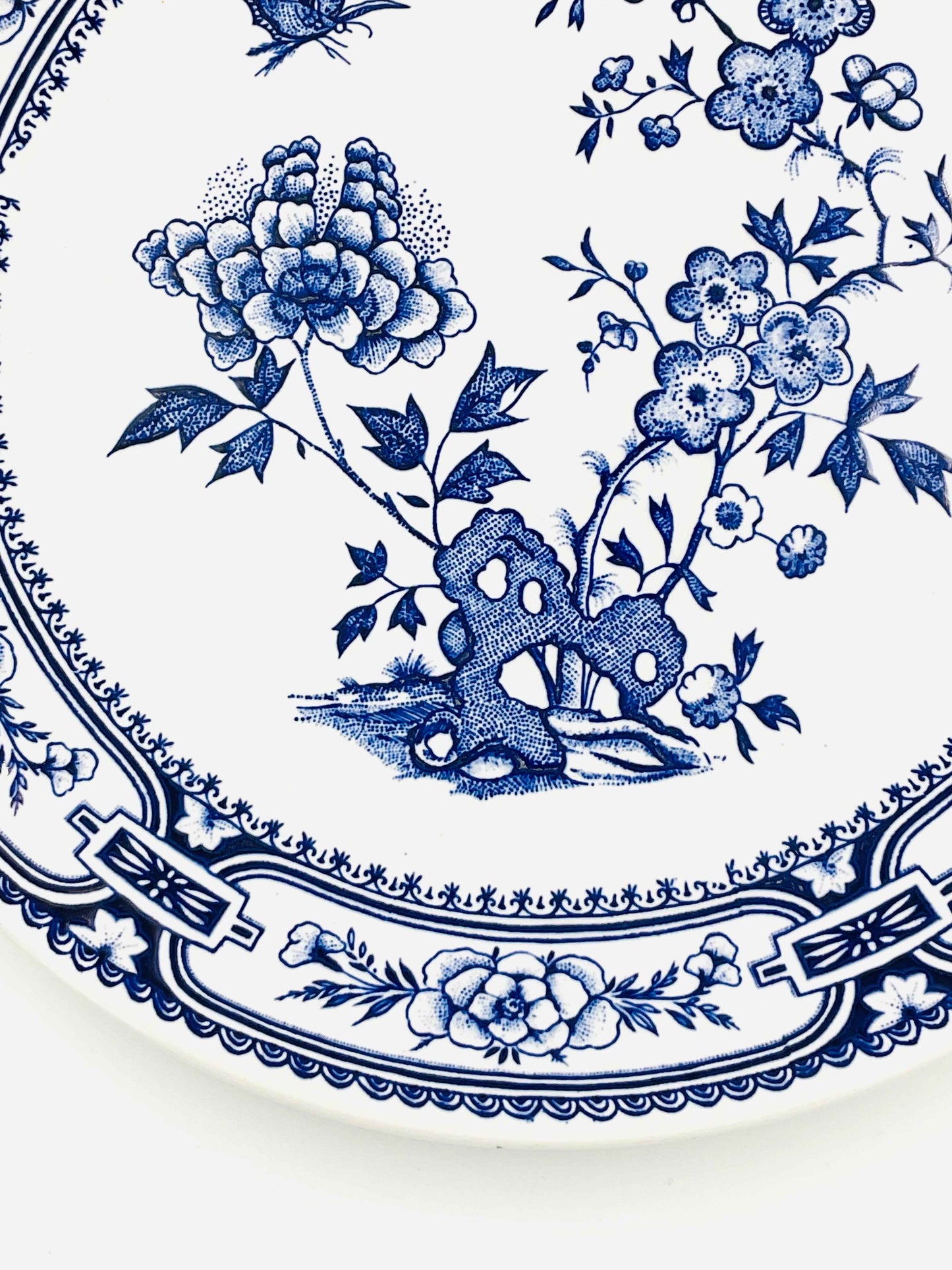 Vintage O'Farril China Blue White Ironstone Transferware Plate