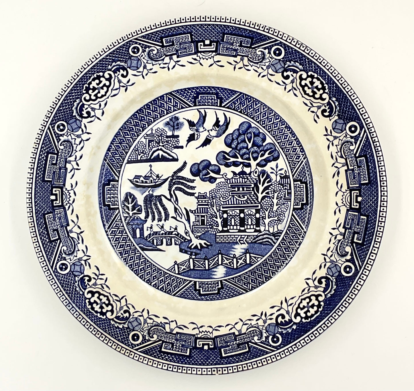Vintage Washington Old Willow Blue White Transferware Plates Set of 2