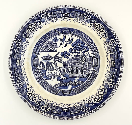 Vintage Washington Old Willow Blue White Transferware Plates Set of 2
