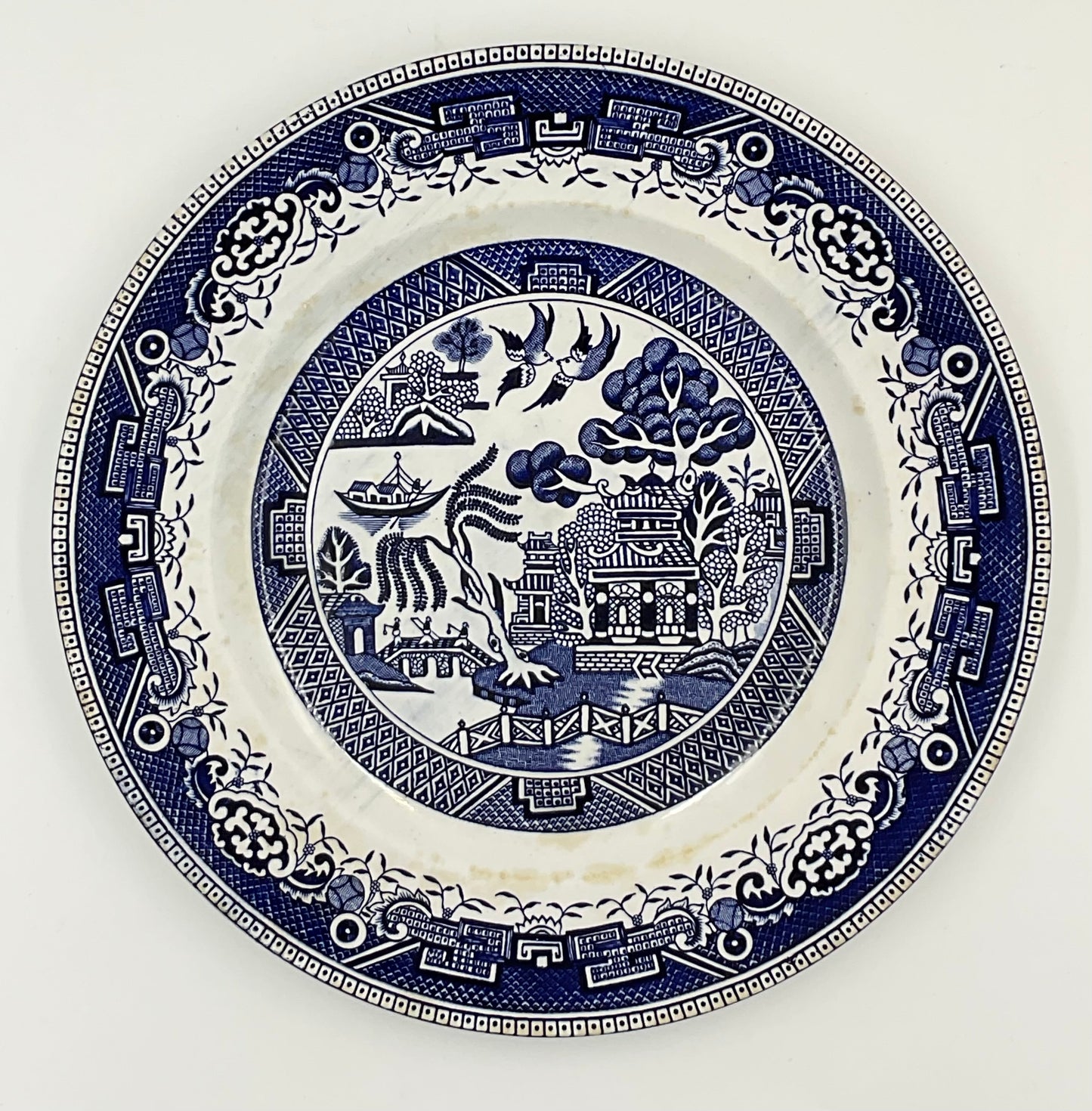 Vintage Washington Old Willow Blue White Transferware Plates Set of 2