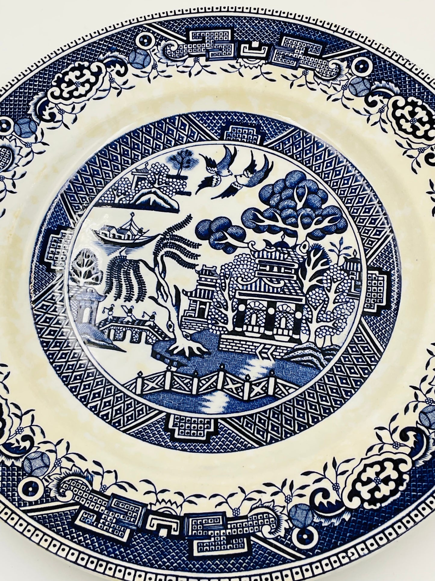 Vintage Washington Old Willow Blue White Transferware Plates Set of 2