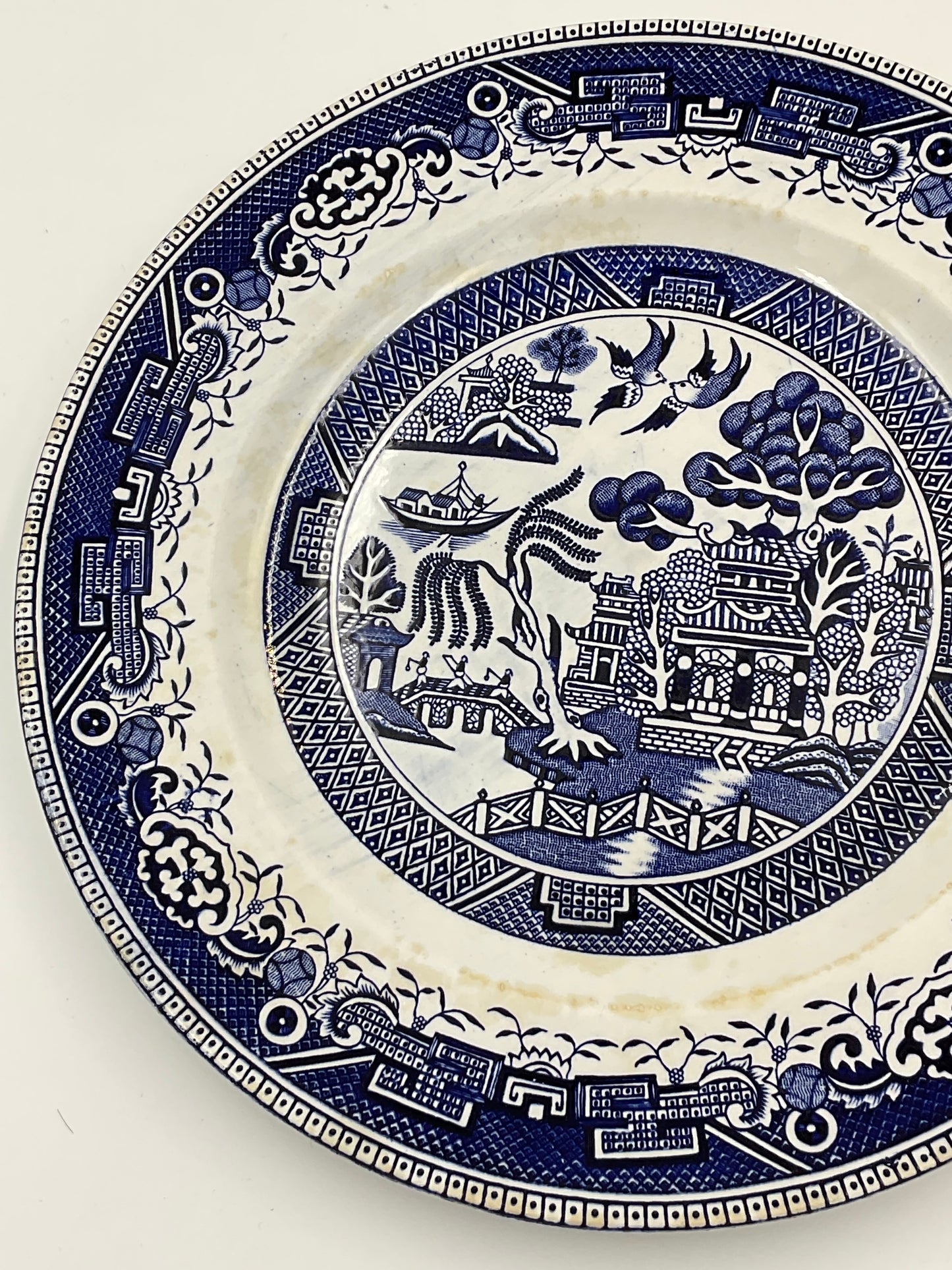 Vintage Washington Old Willow Blue White Transferware Plates Set of 2