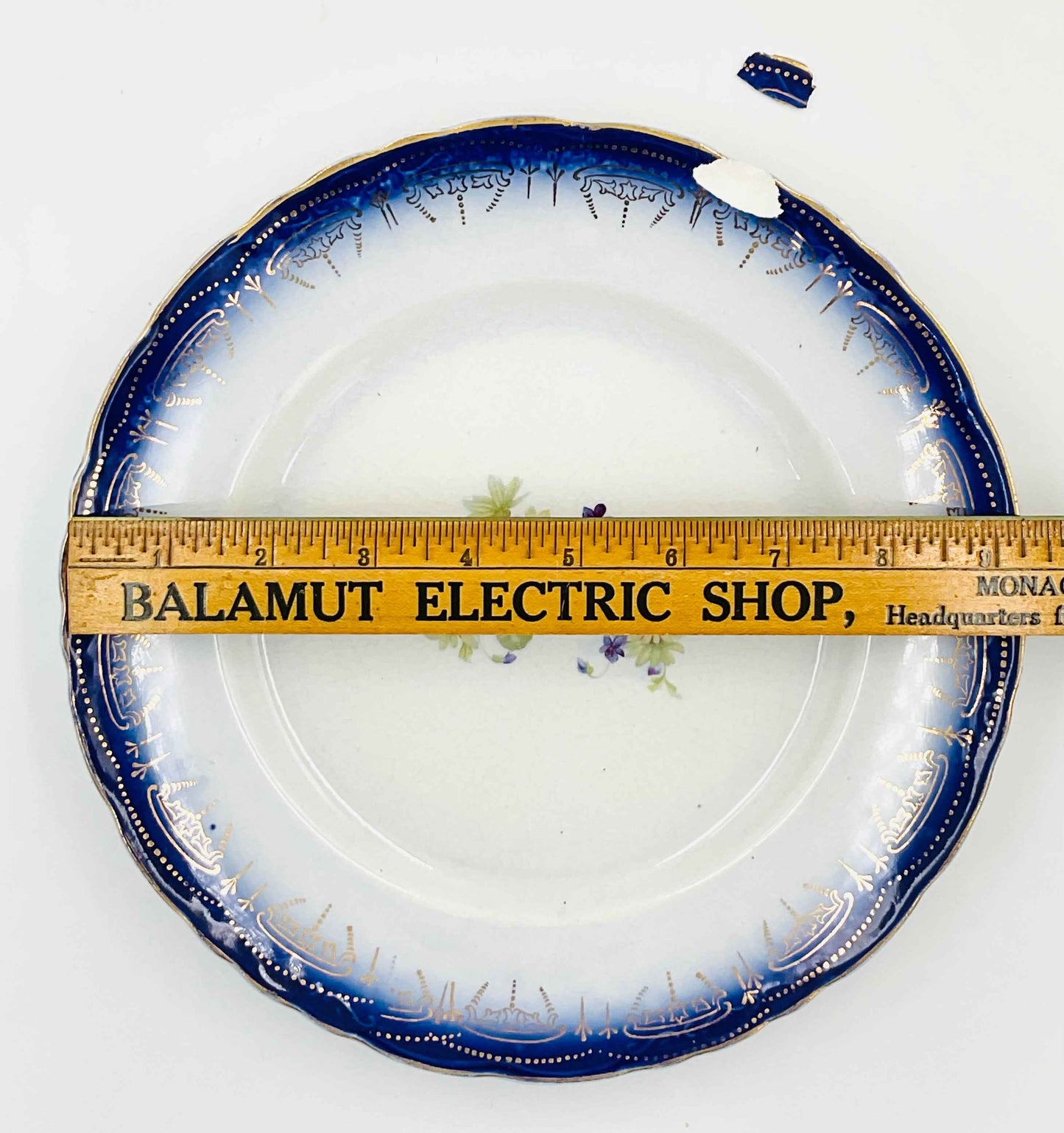 Antique La Francaise Flow Blue Porcelain Plate - Chipped