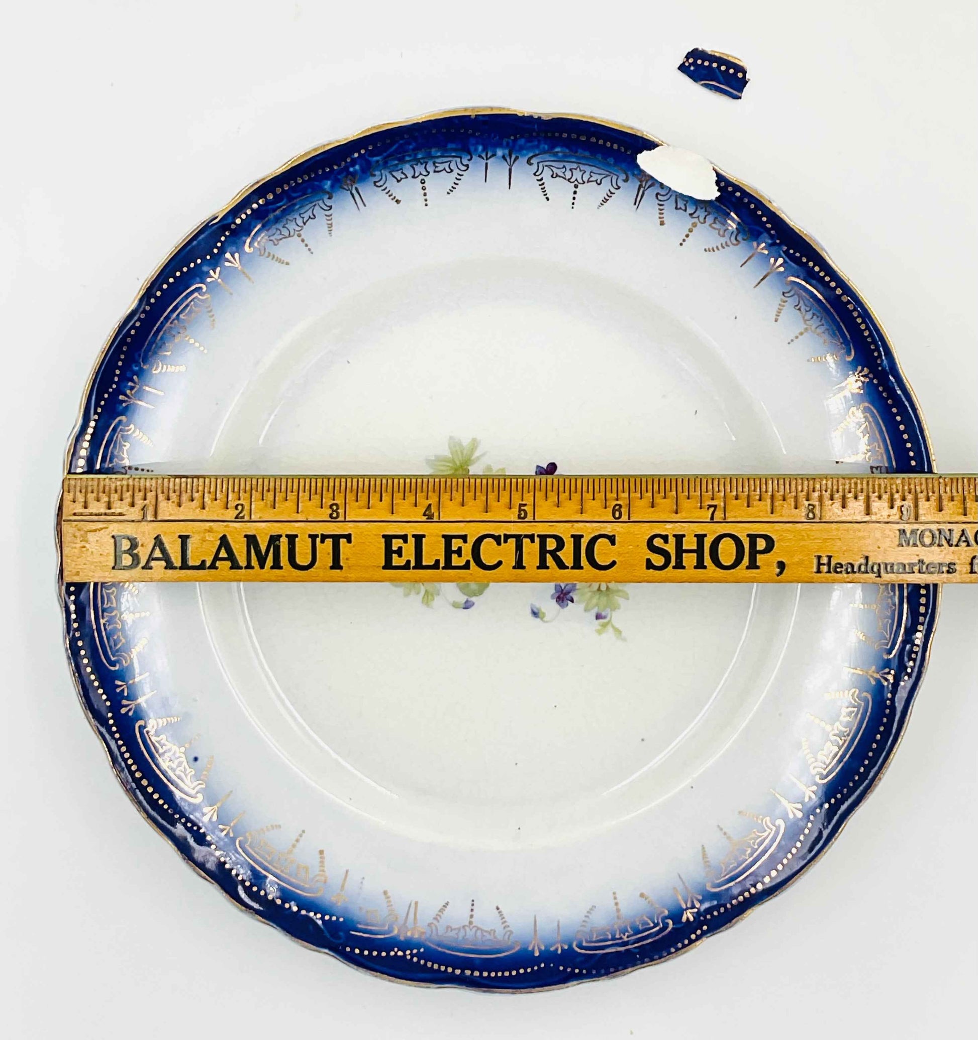 Antique La Francaise Flow Blue Porcelain Plate - Chipped