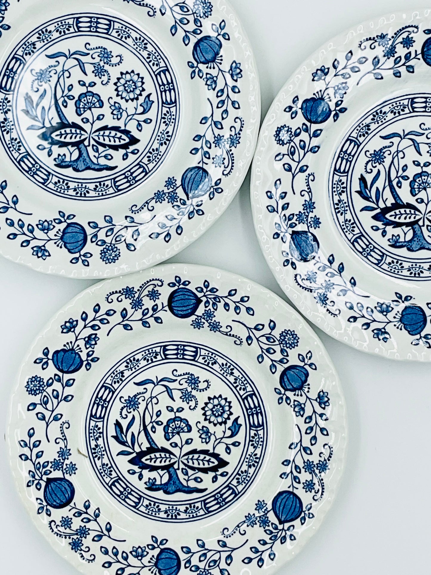 Vintage Enoch Wedgwood Tunstall Blue Heritage Pattern Bread Plates - Set of 3