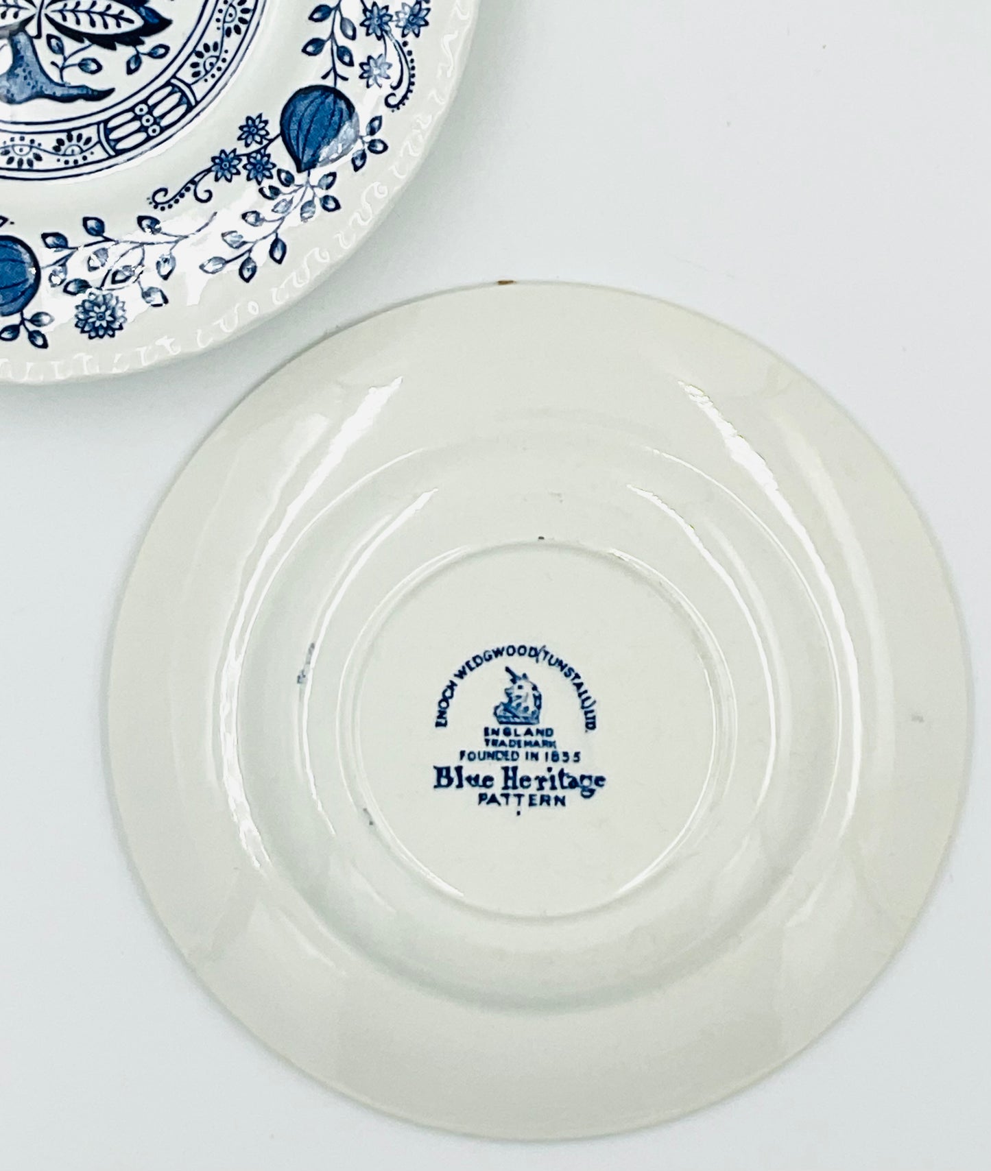 Vintage Enoch Wedgwood Tunstall Blue Heritage Pattern Bread Plates - Set of 3
