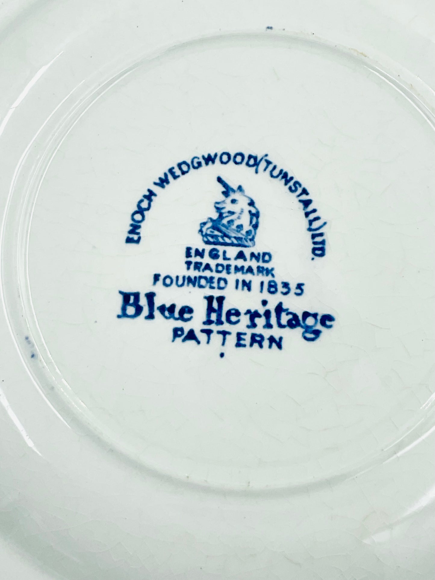 Vintage Enoch Wedgwood Tunstall Blue Heritage Pattern Bread Plates - Set of 3
