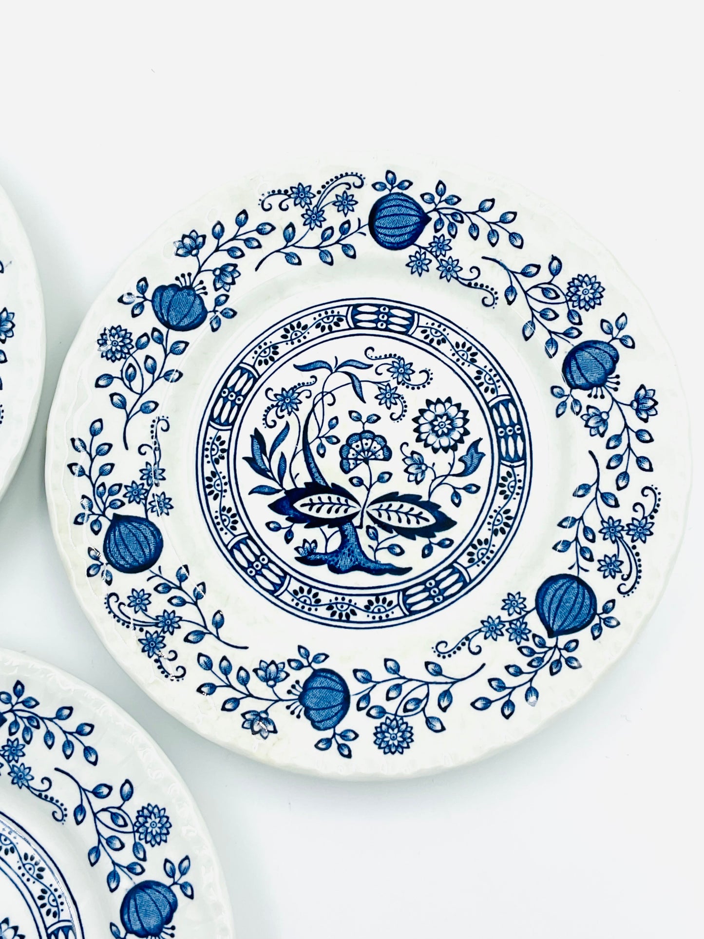 Vintage Enoch Wedgwood Tunstall Blue Heritage Pattern Bread Plates - Set of 3