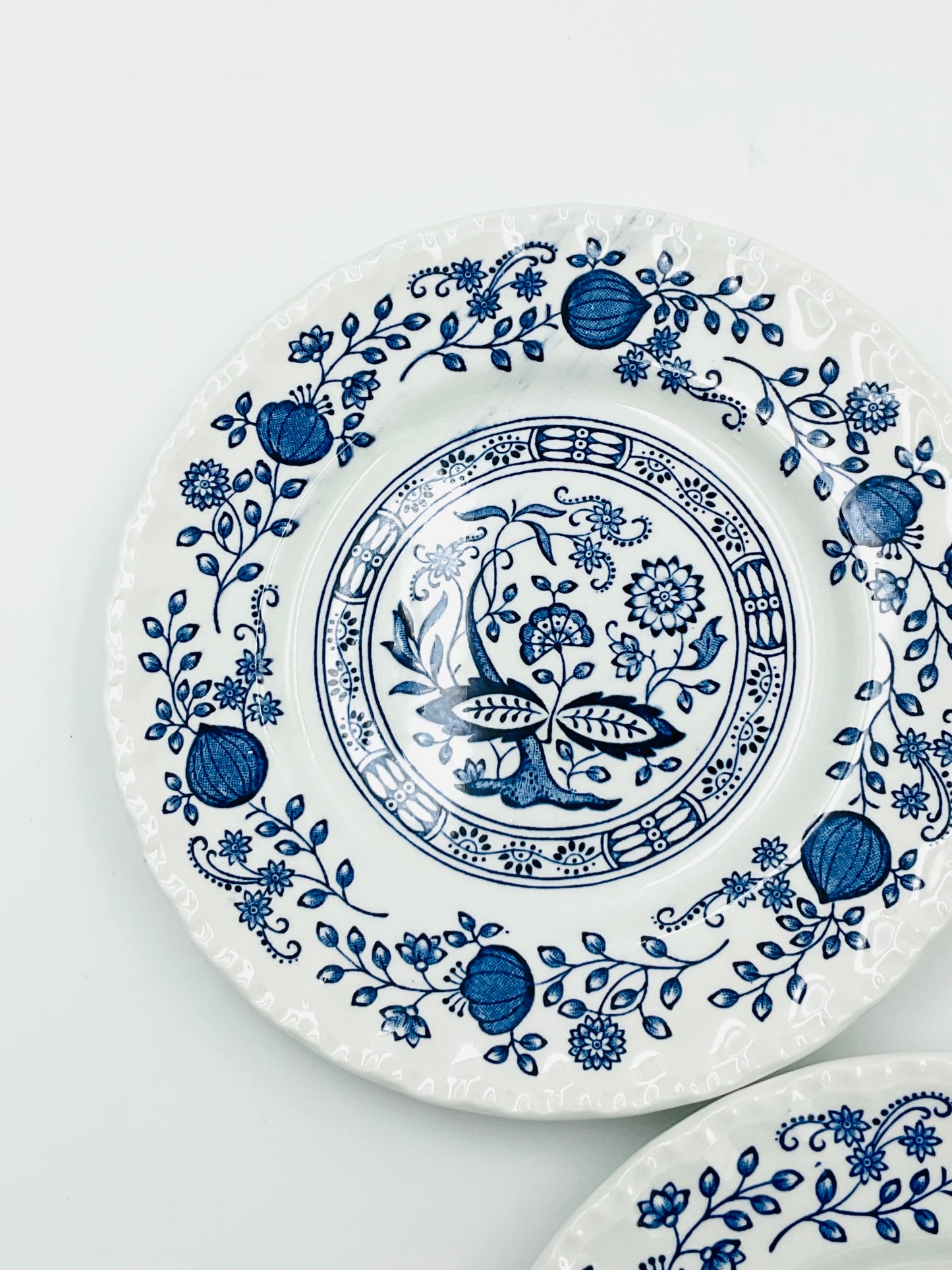 Vintage Enoch Wedgwood Tunstall Blue Heritage Pattern Bread Plates - Set of 3
