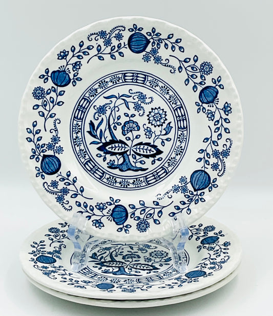 Vintage Enoch Wedgwood Tunstall Blue Heritage Pattern Bread Plates - Set of 3