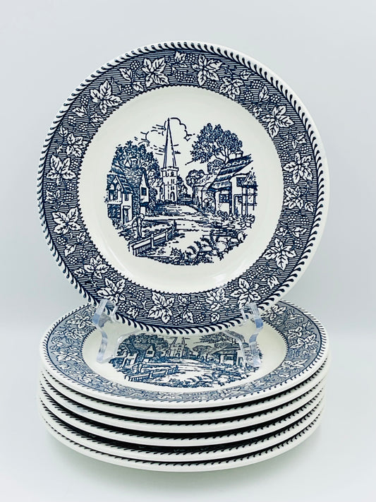 Vintage Homer Laughlin Shakespeare Country Blue Salad Plate - Set of 7