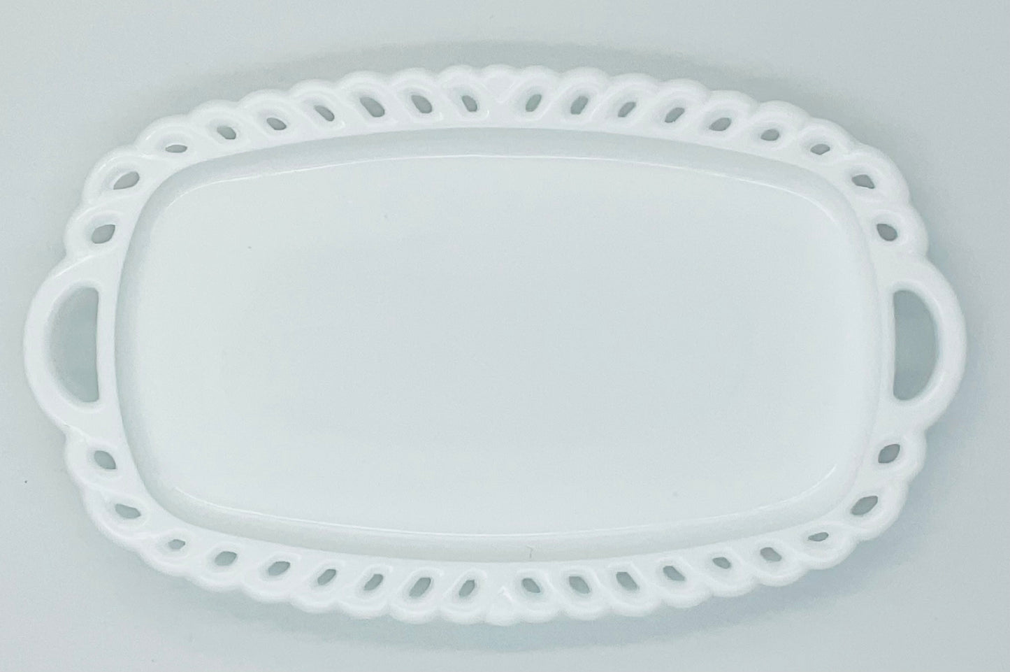 Vintage Indiana Glass Milk Glass Lace Edge Small Tray