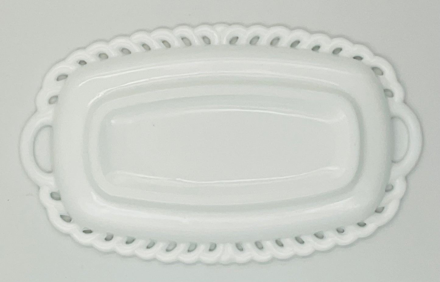 Vintage Indiana Glass Milk Glass Lace Edge Small Tray