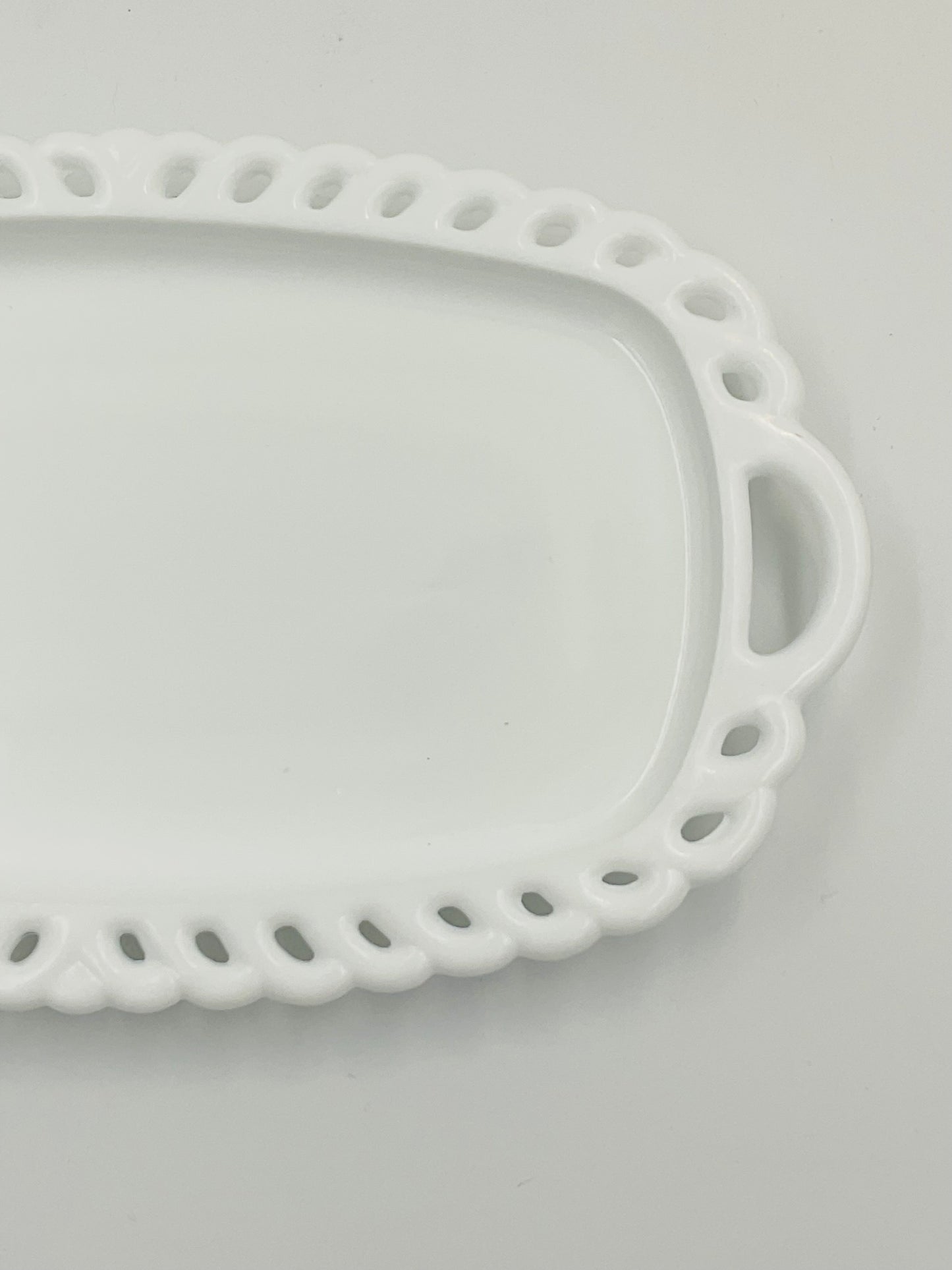 Vintage Indiana Glass Milk Glass Lace Edge Small Tray