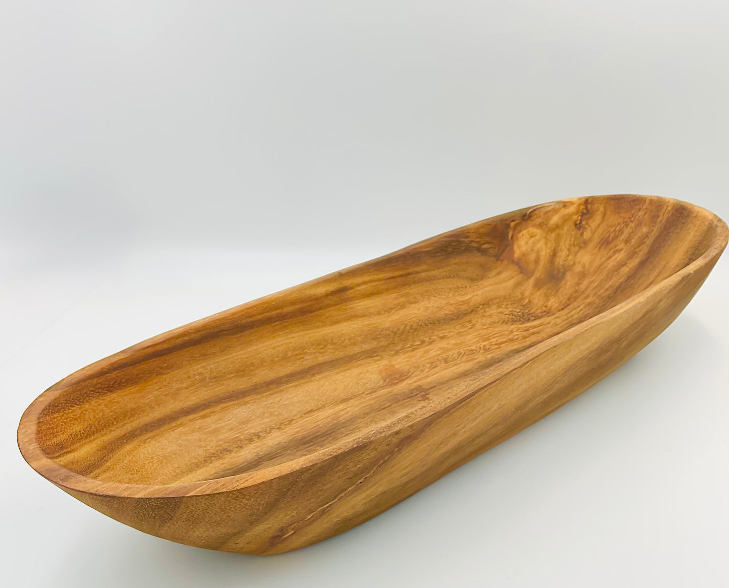 Large Oval Wooden Serving Bowl | Rustic Farmhouse Decor