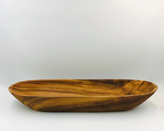 Large Oval Wooden Serving Bowl | Rustic Farmhouse Decor
