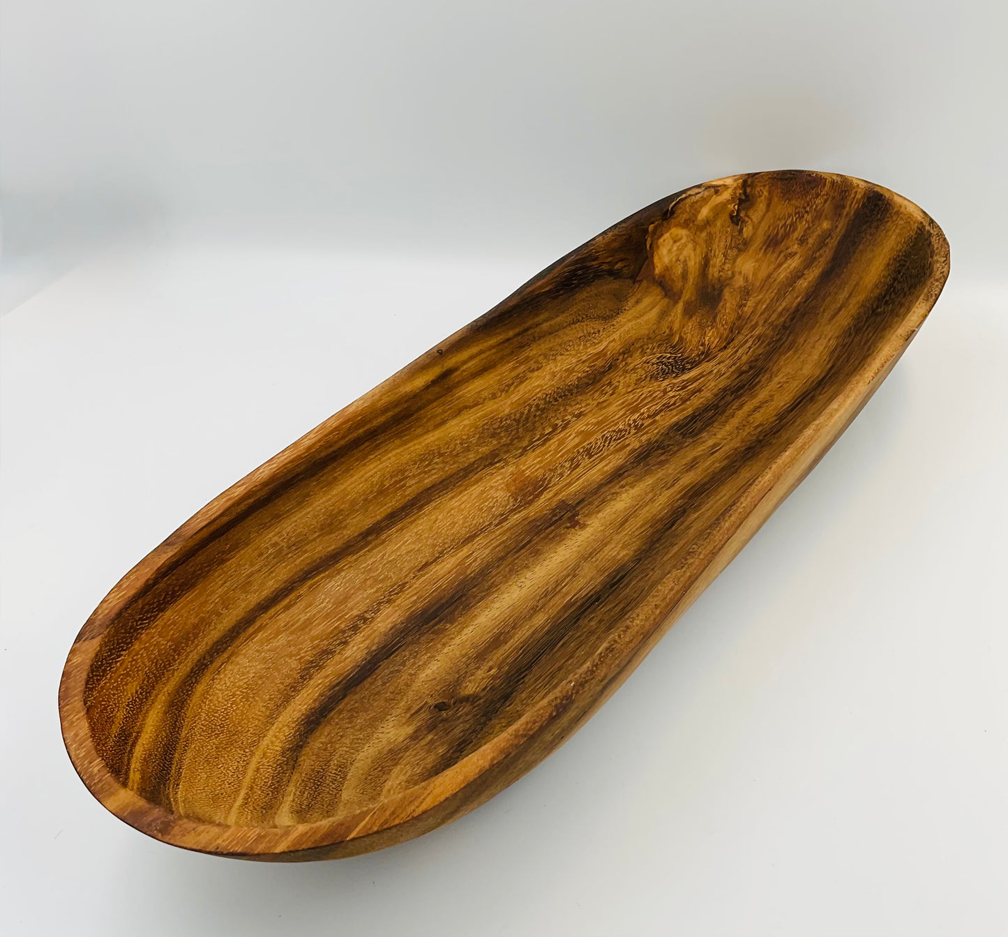 Large Oval Wooden Serving Bowl | Rustic Farmhouse Decor