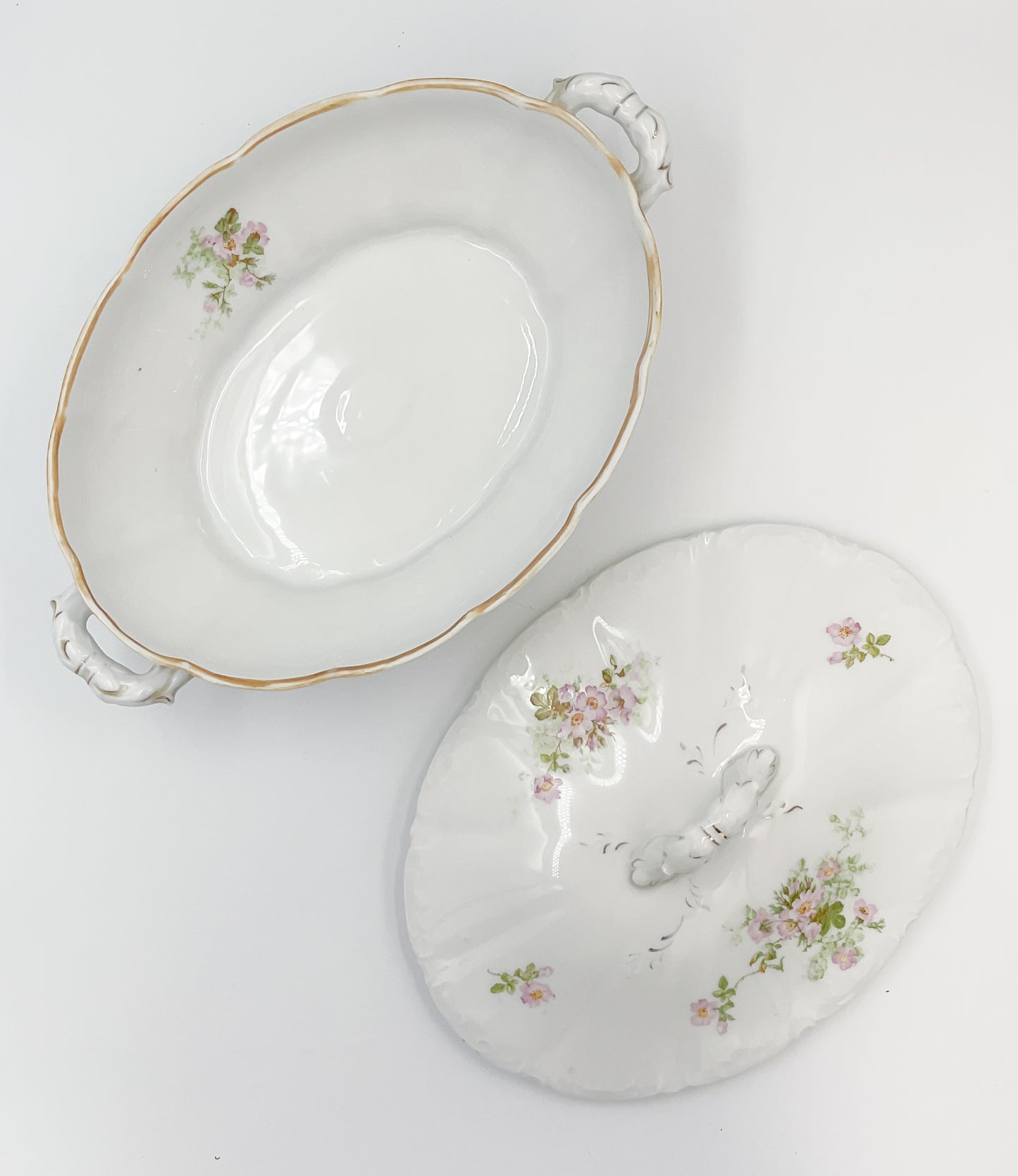 Antique Weimar Porzellan Covered Vegetable Bowl | Pre-1945 Germany Export Mark