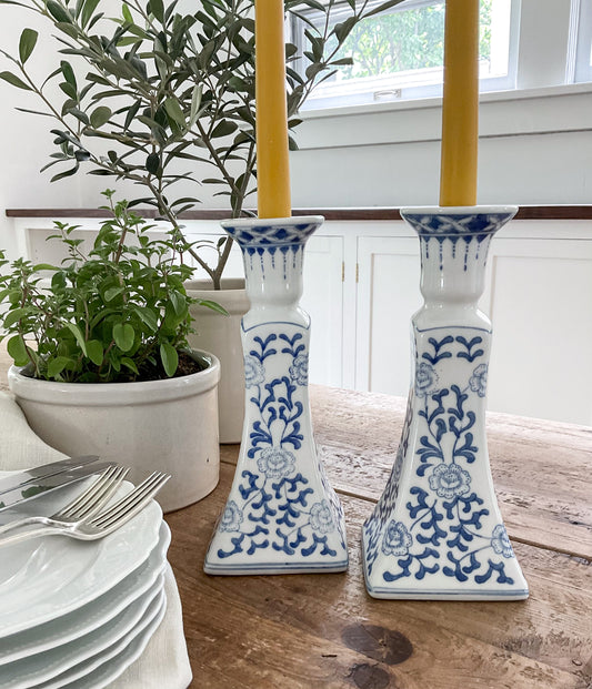 Vintage Williams Sonoma Chinoiserie Taper Candle Holders