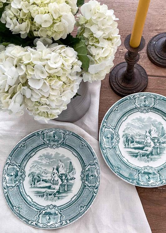 Antique Portuguese Green Transferware Plate – Fábrica de Loiça de Sacavém