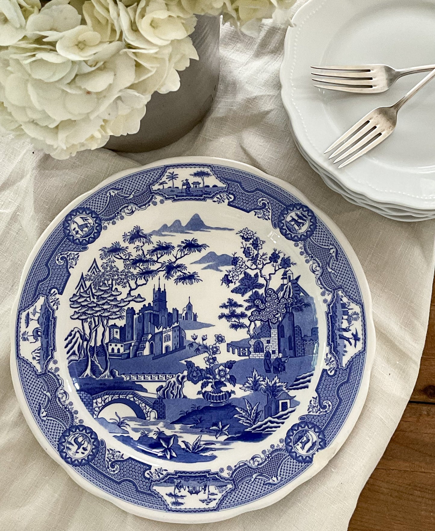Spode Blue Room Gothic Castle Plate | Blue Transferware Made in England